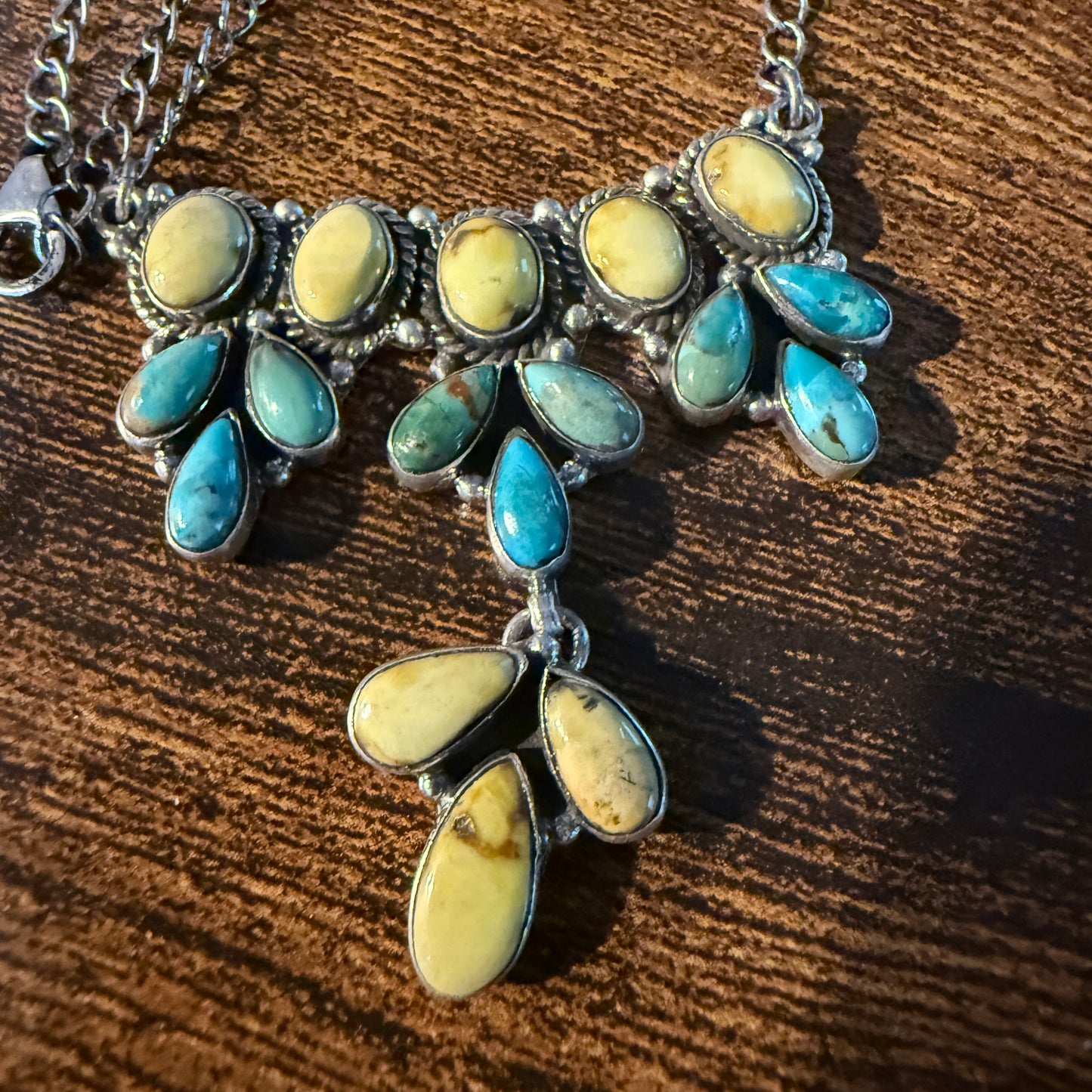 Palomino Kingman Turquoise Gemstone Necklace In Sterling Silver 18 Inch Chain