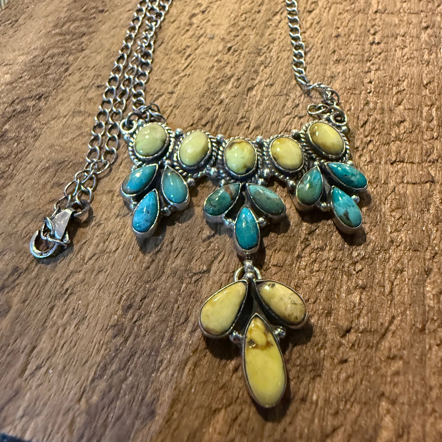 Palomino Kingman Turquoise Gemstone Necklace In Sterling Silver 18 Inch Chain