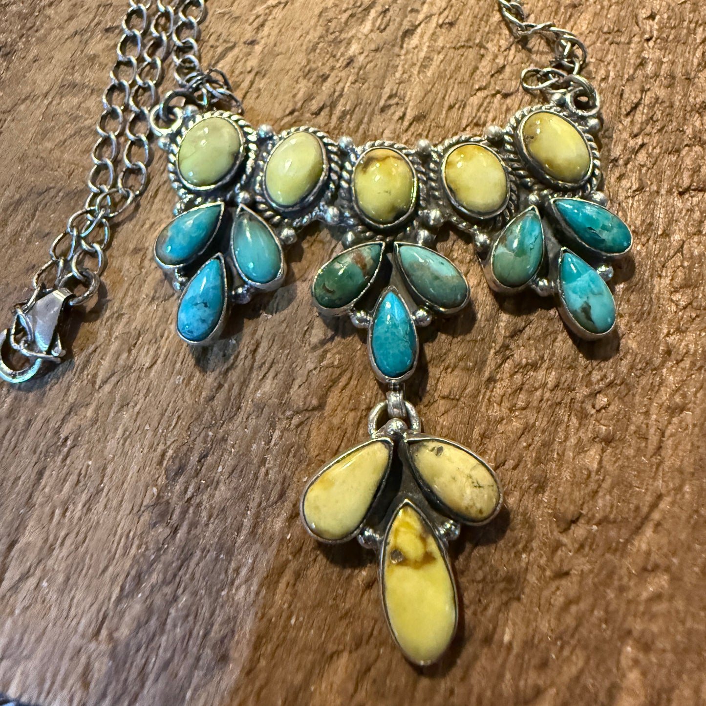 Palomino Kingman Turquoise Gemstone Necklace In Sterling Silver 18 Inch Chain