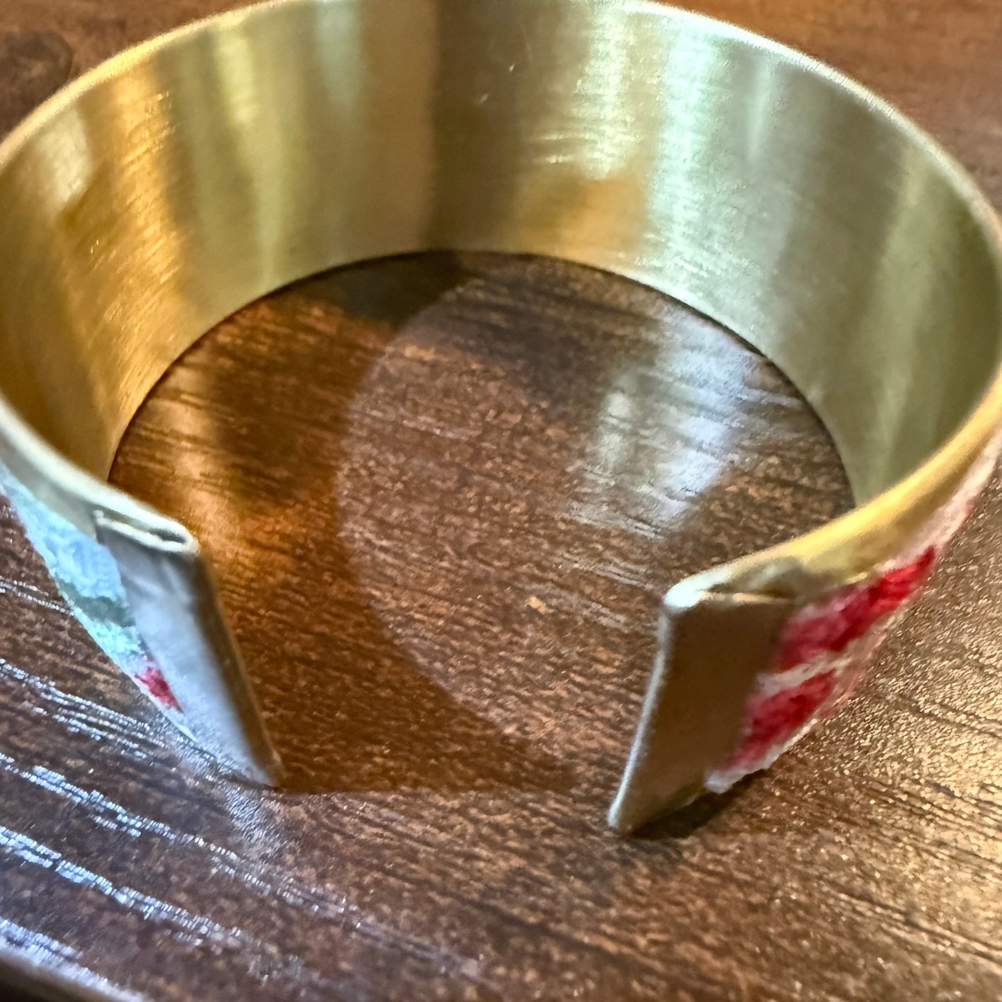 Cottage Craft Floral Embroidered Gold Cuff Bracelet Handmade In India