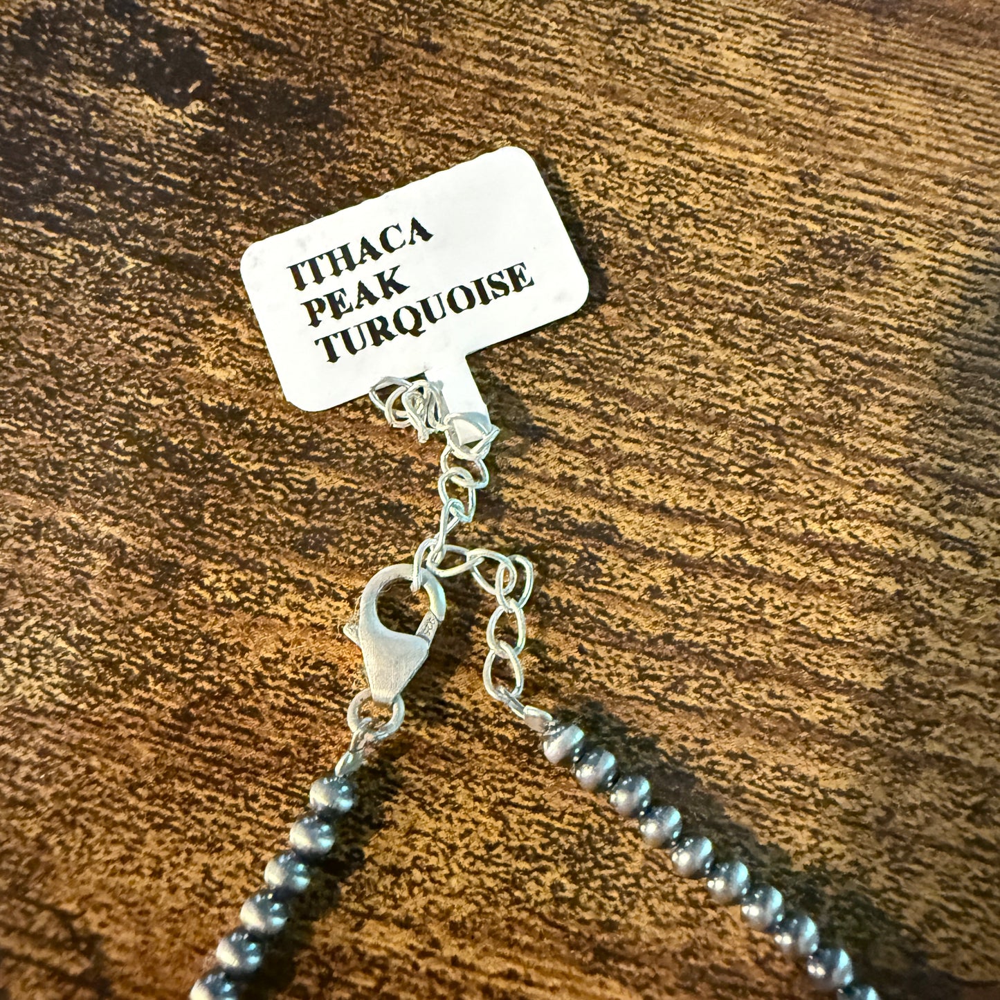 Ithaca Peak Turquoise Gemstone Desert Pearl Choker Necklace 14 Inch