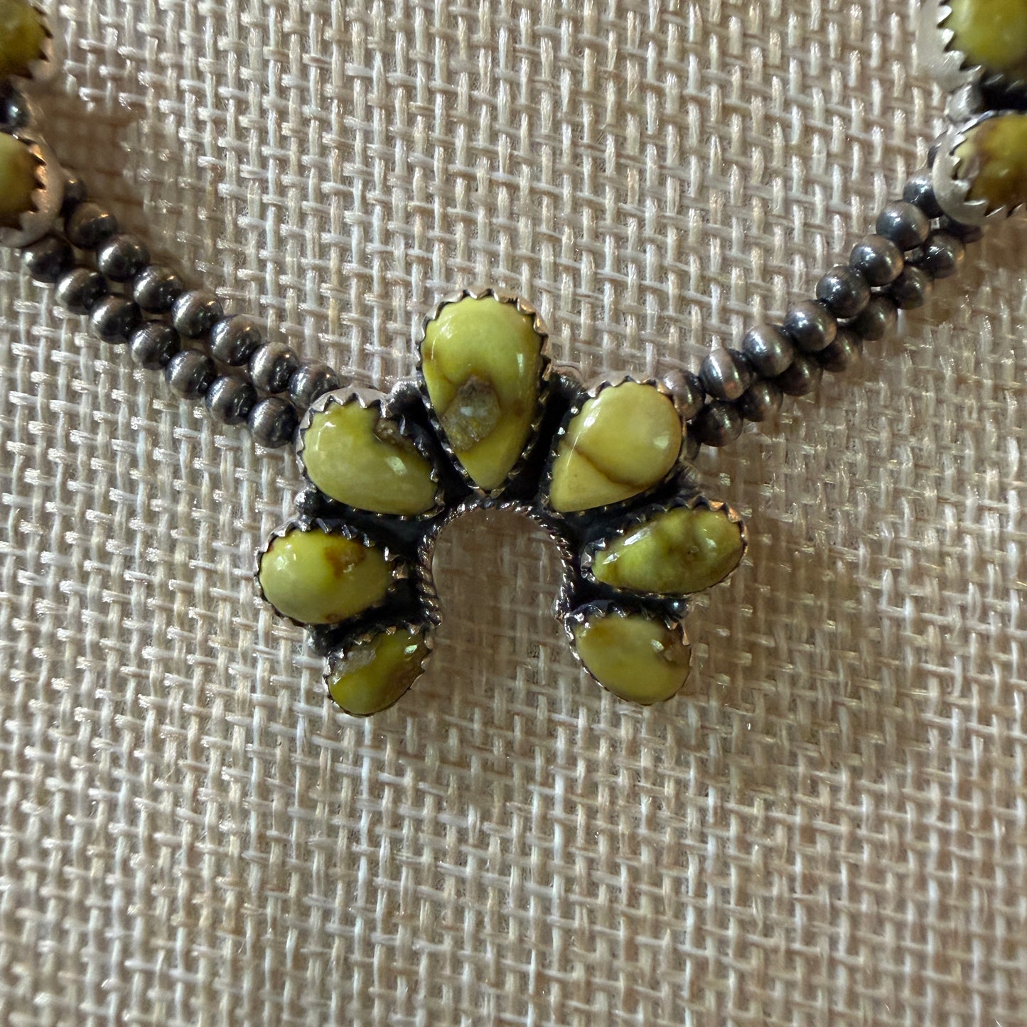 Palomino Turquoise Gemstone Choker Necklace Sterling Silver Desert Pearl Strand