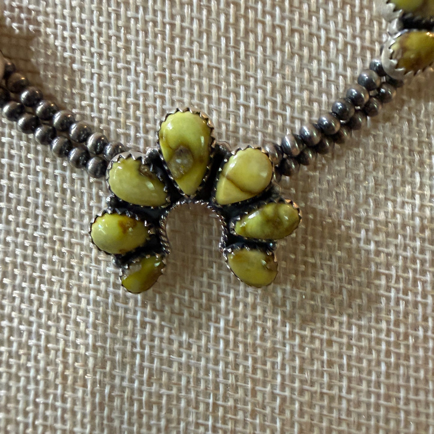 Palomino Turquoise Gemstone Choker Necklace Sterling Silver Desert Pearl Strand