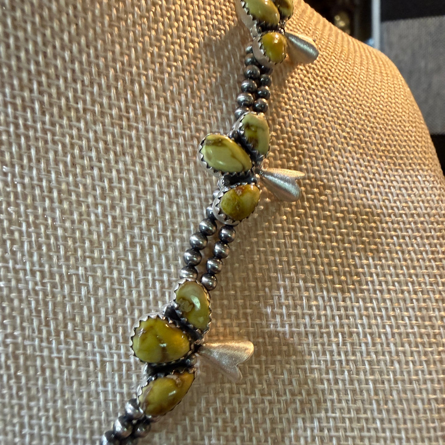 Palomino Turquoise Gemstone Choker Necklace Sterling Silver Desert Pearl Strand