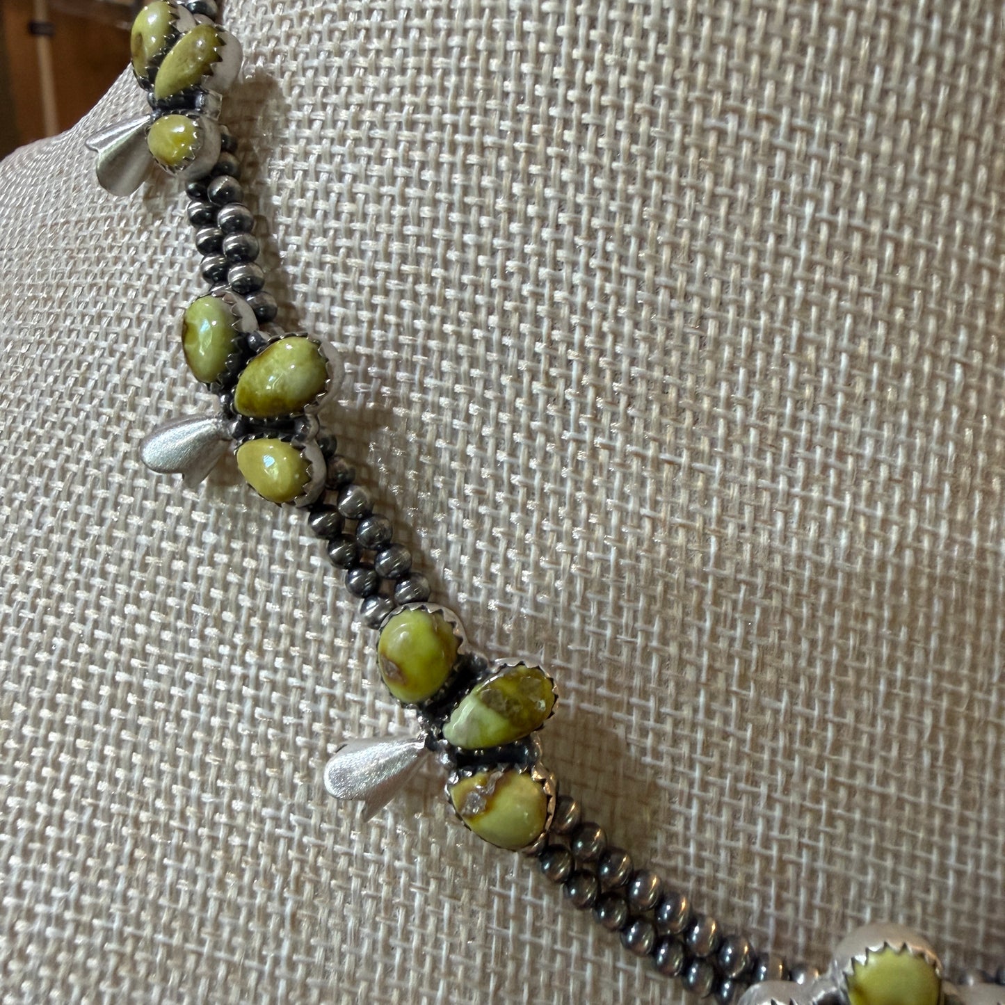 Palomino Turquoise Gemstone Choker Necklace Sterling Silver Desert Pearl Strand