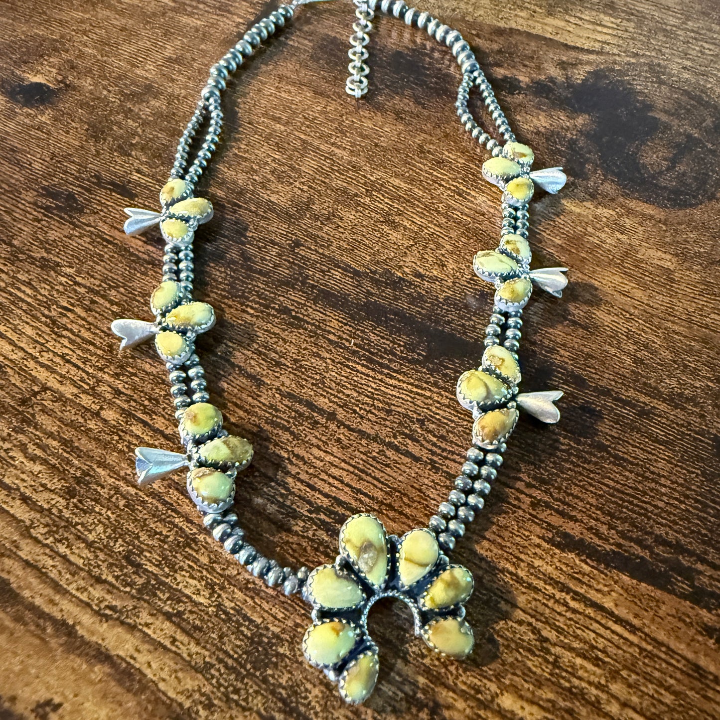 Palomino Turquoise Gemstone Choker Necklace Sterling Silver Desert Pearl Strand