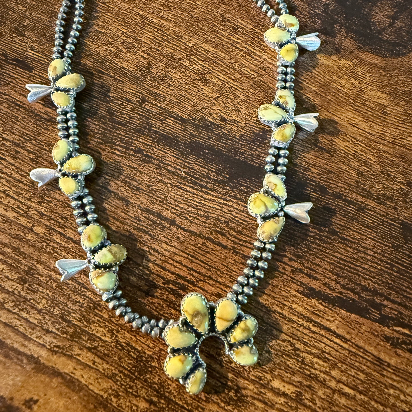 Palomino Turquoise Gemstone Choker Necklace Sterling Silver Desert Pearl Strand