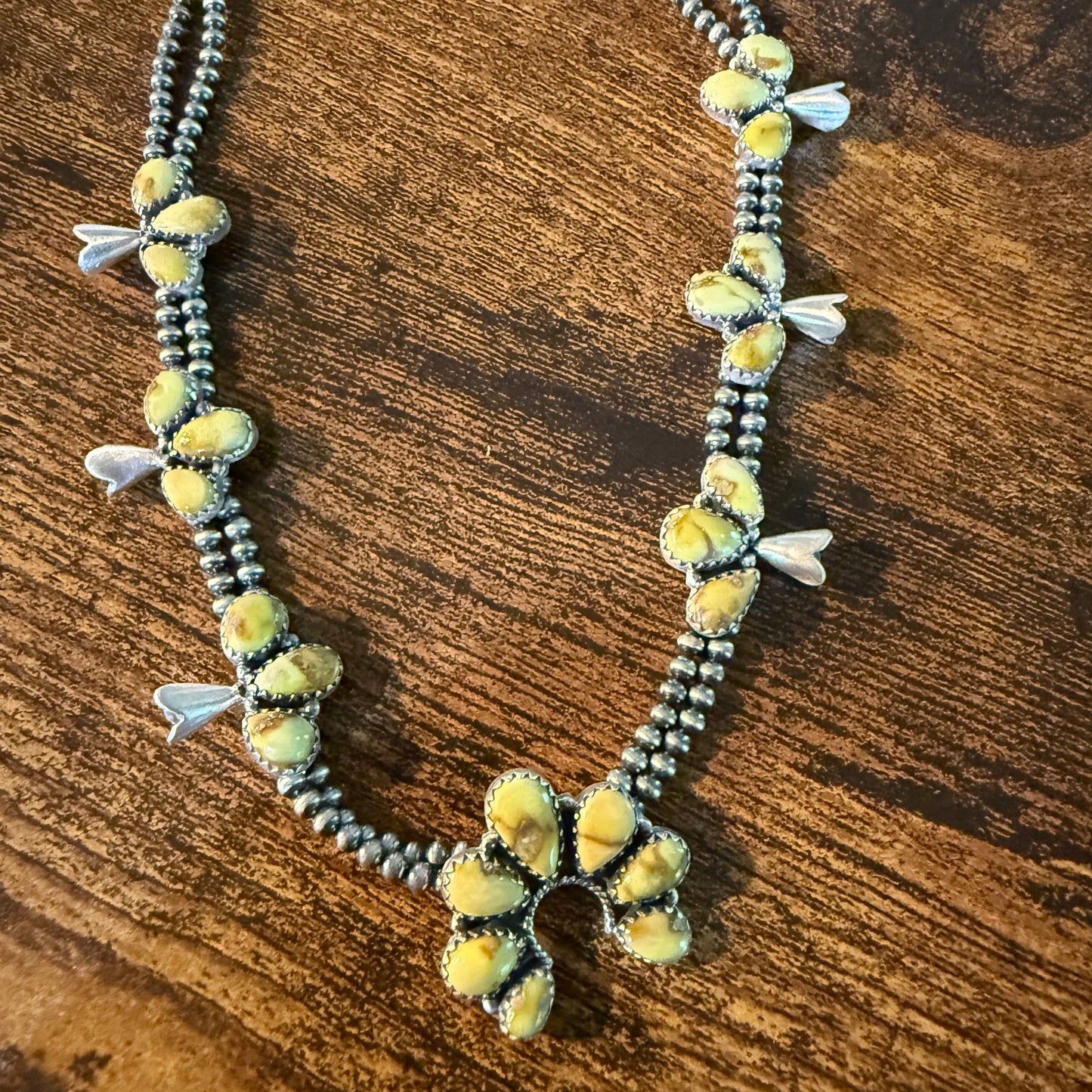 Palomino Turquoise Gemstone Choker Necklace Sterling Silver Desert Pearl Strand
