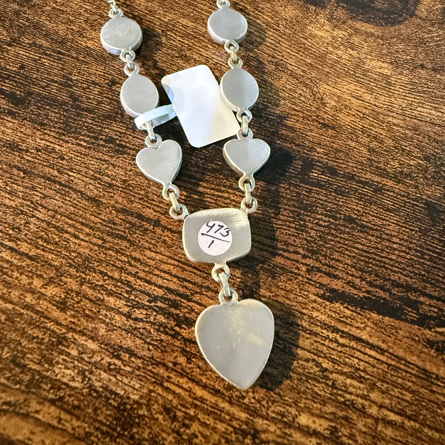 Ithaca Peak Turquoise Gemstone Lariat Hearts Necklace Sterling Silver