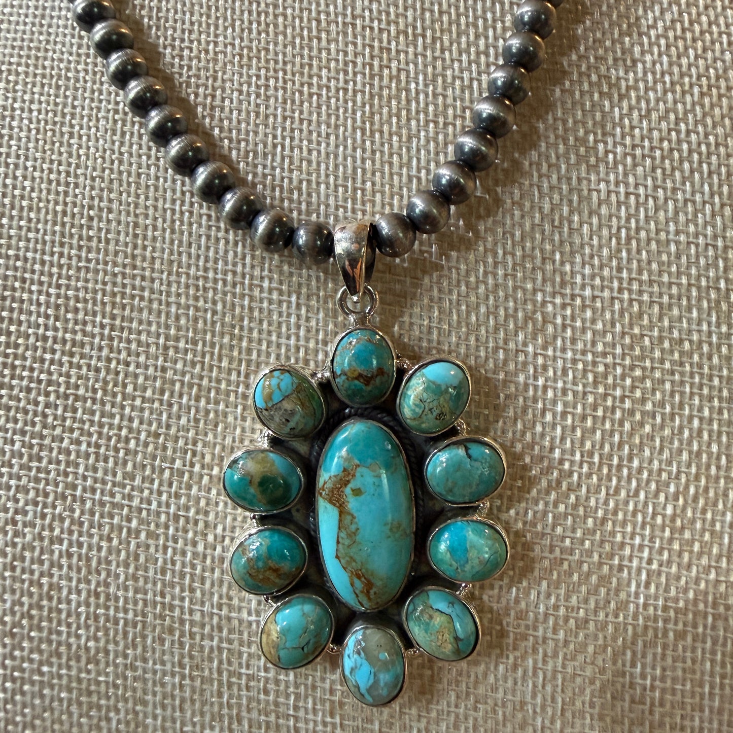 Sonoran Gold Desert Pearl Cluster Pendant Necklace 6mm 18 Inch Sterling Silver