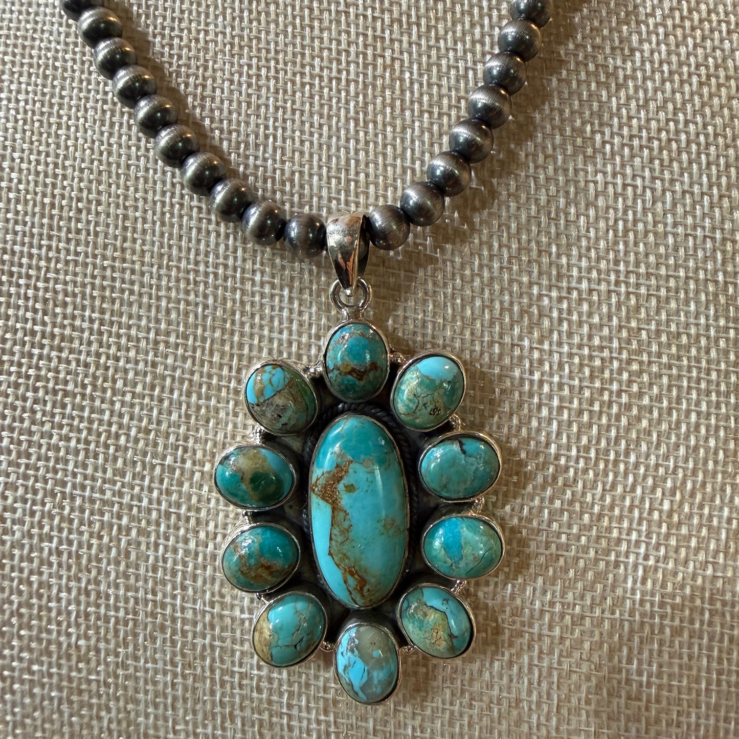Sonoran Gold Desert Pearl Cluster Pendant Necklace 6mm 18 Inch Sterling Silver