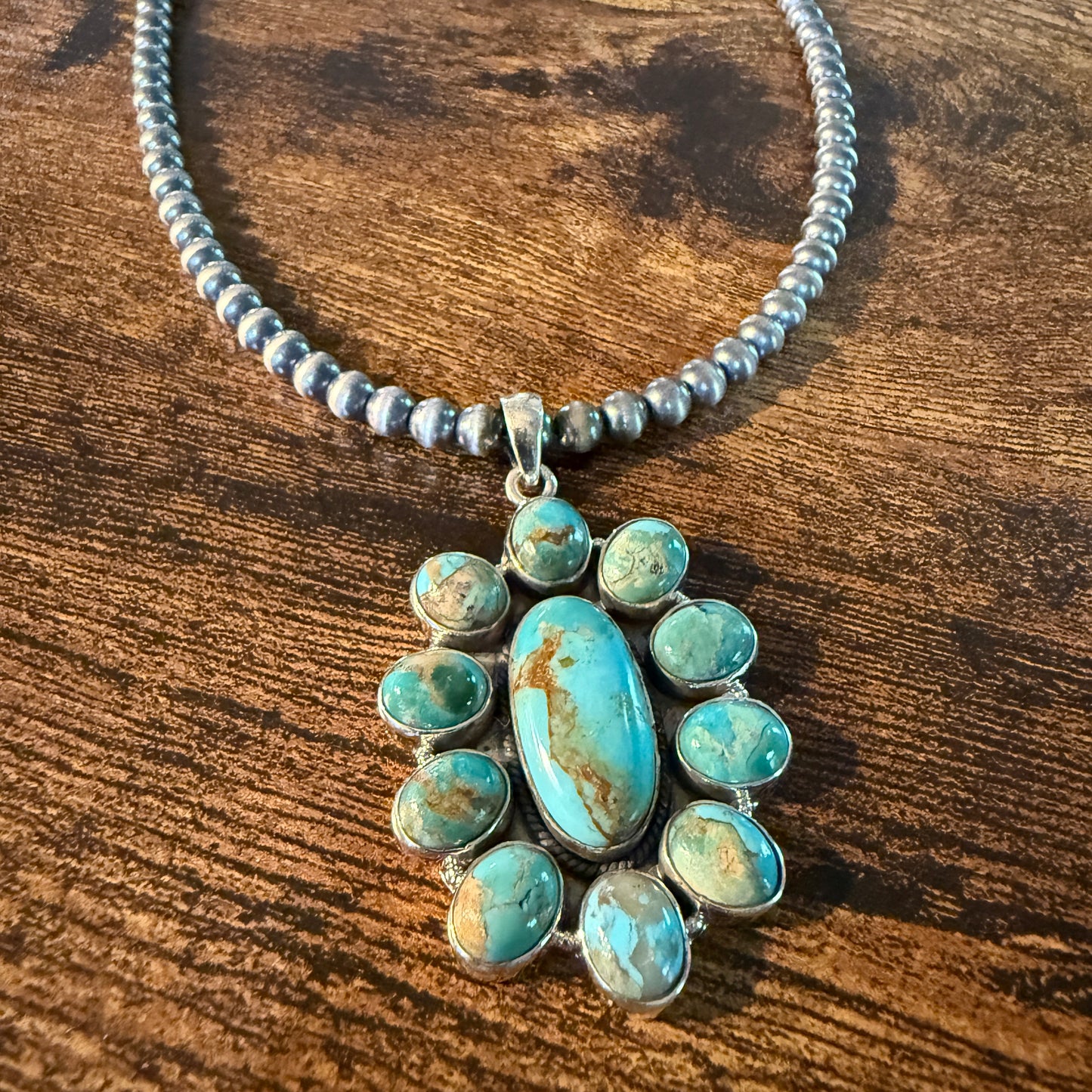 Sonoran Gold Desert Pearl Cluster Pendant Necklace 6mm 18 Inch Sterling Silver