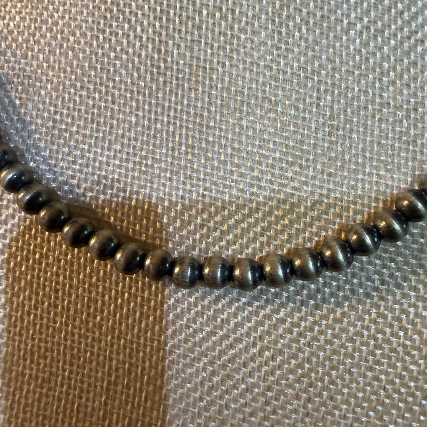 Native Style Desert Pearl Beads Hand Strung Necklace 6mm 18 Inch Sterling Silver