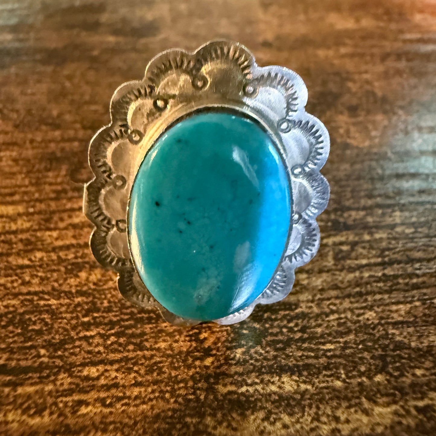 Native Handmade Scott Skeets Royston Turquoise Sterling Silver Adjustable Ring