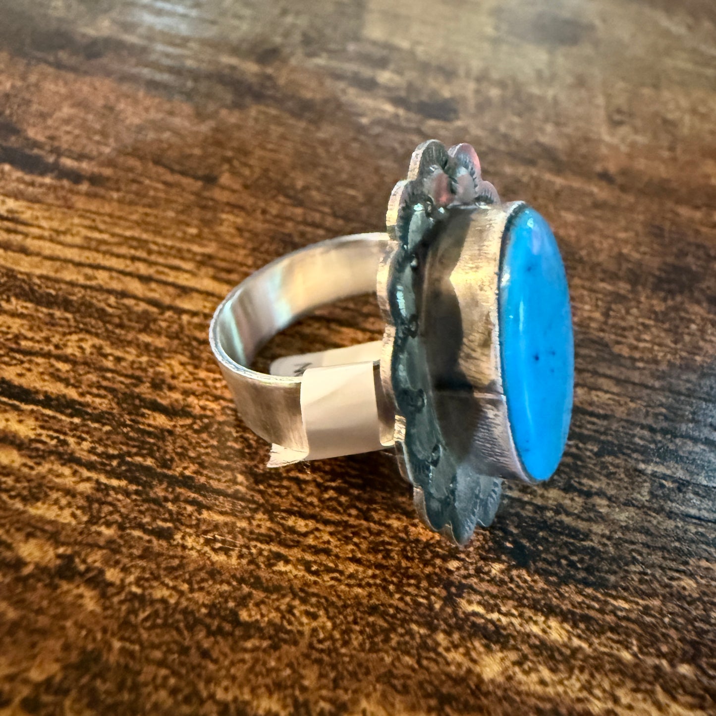 Native Handmade Scott Skeets Royston Turquoise Sterling Silver Adjustable Ring