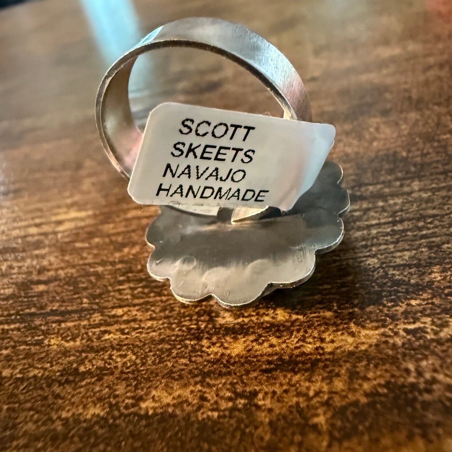 Native Handmade Scott Skeets Royston Turquoise Sterling Silver Adjustable Ring
