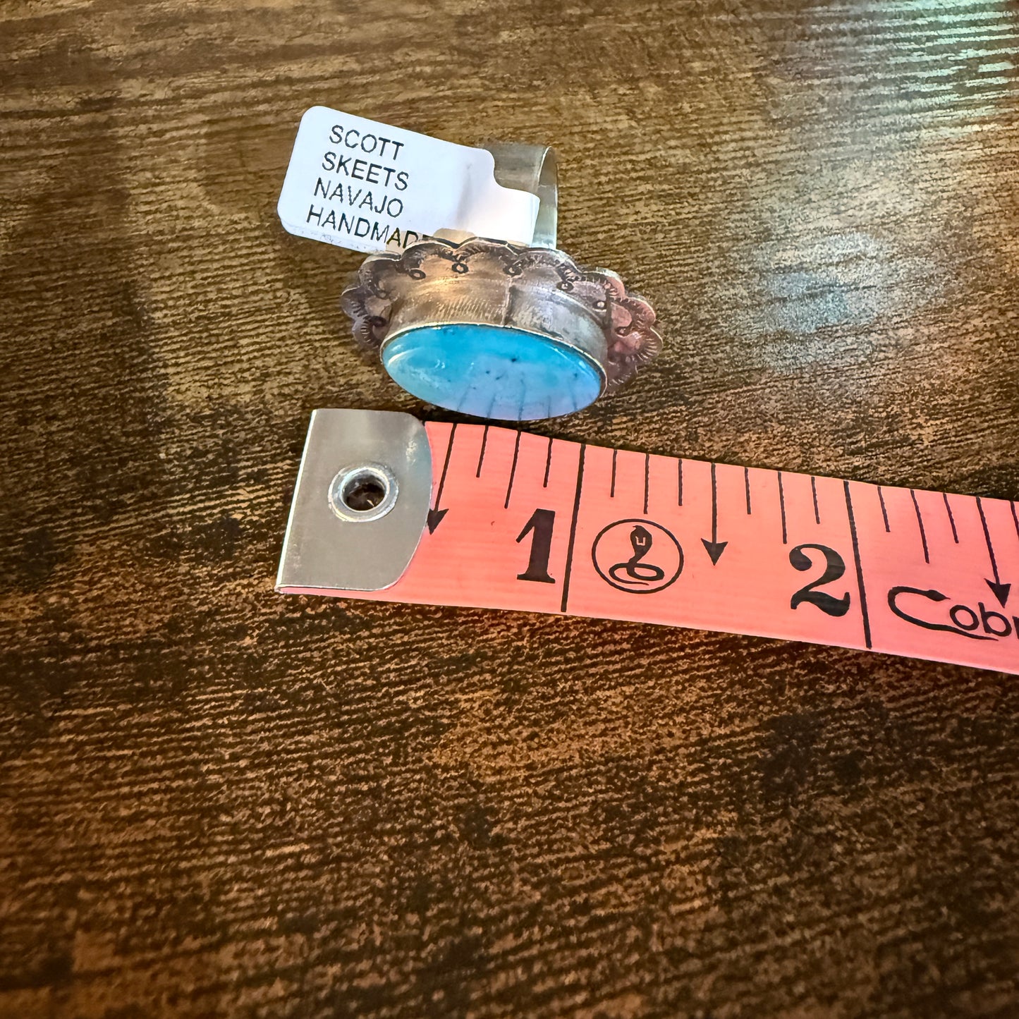 Native Handmade Scott Skeets Royston Turquoise Sterling Silver Adjustable Ring