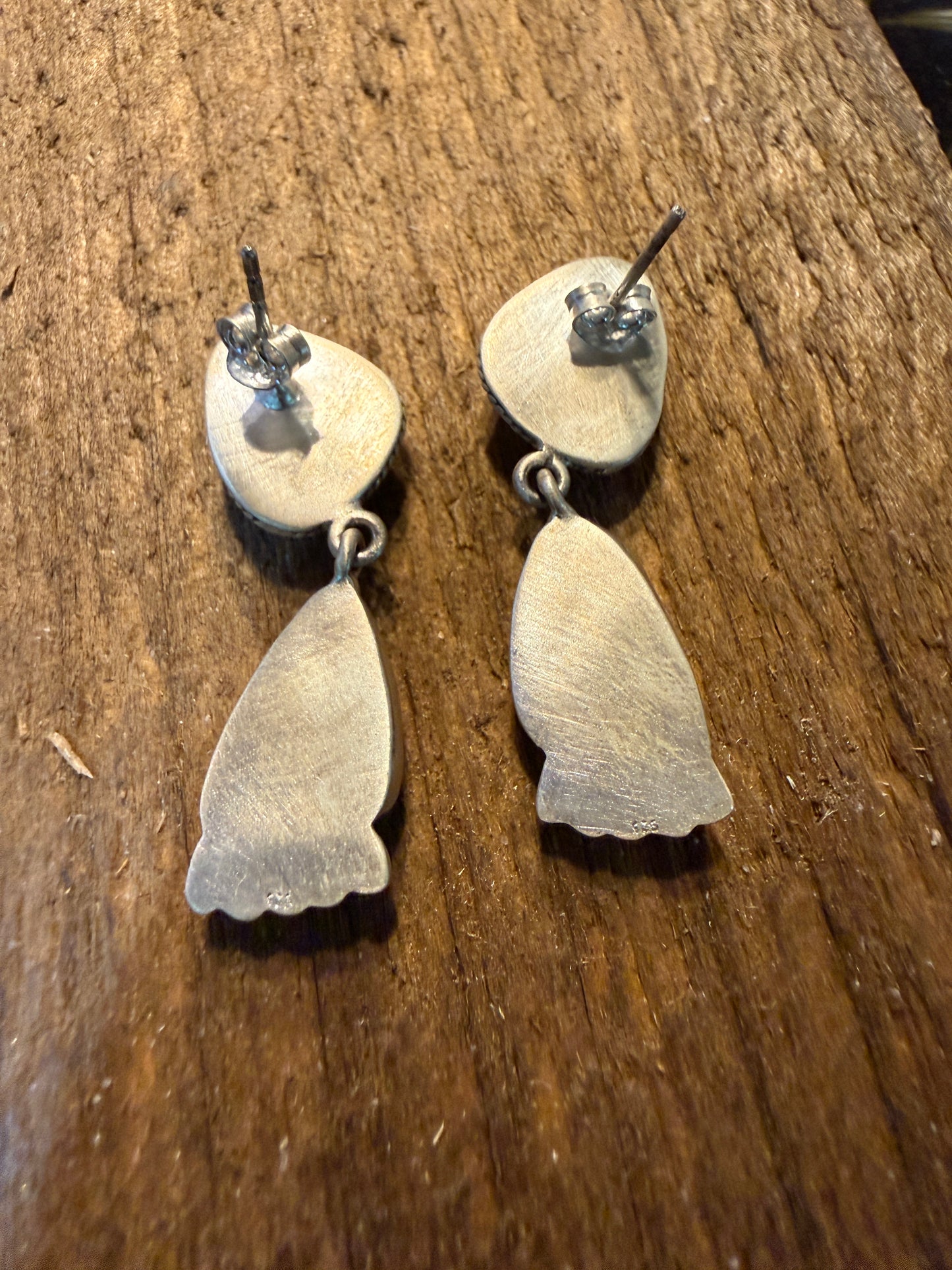 Number 8 Turquoise Gemstone Dangle Earrings Sterling Silver