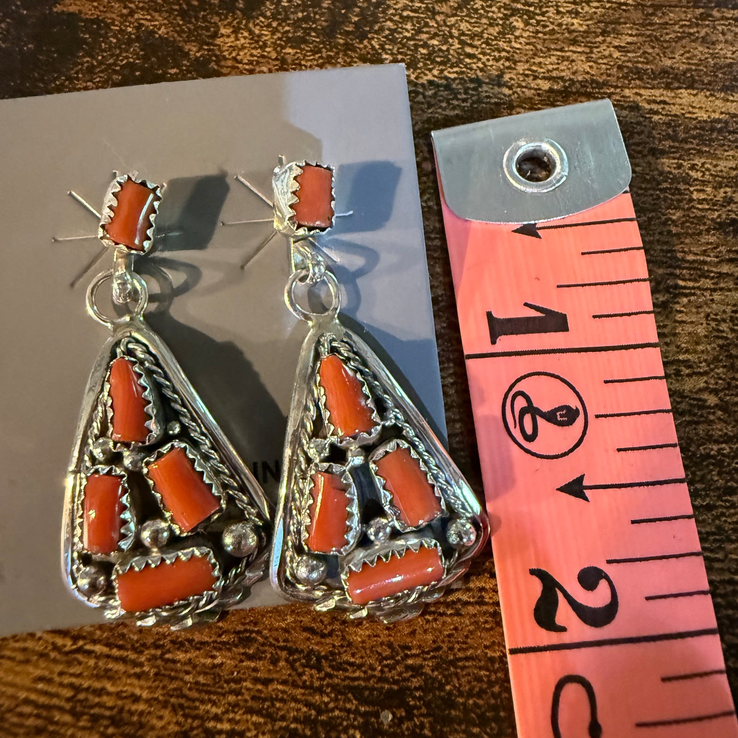 Native Handmade Melvin Chee Coral Drop Stud Earring in Sterling Silver