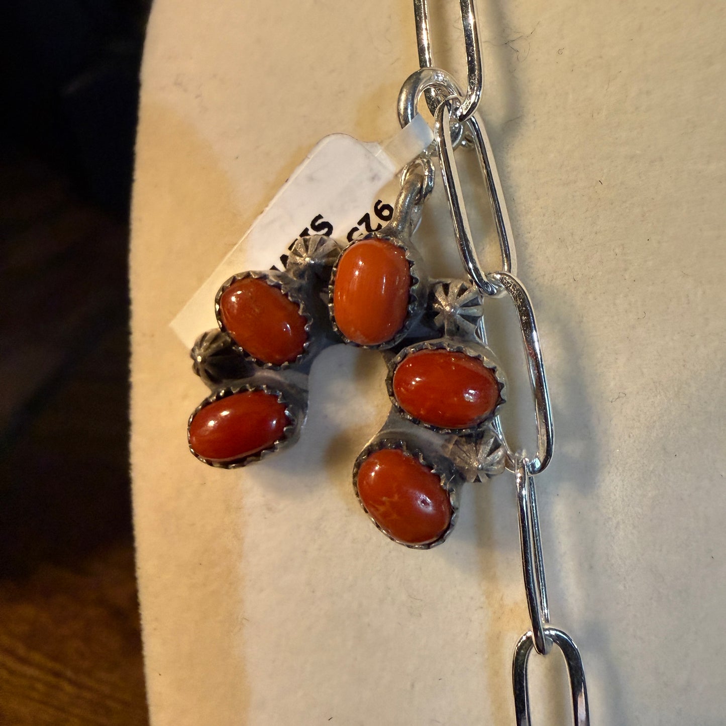 Coral And Turquoise Gemstone Charms Pendant Necklace Sterling Silver