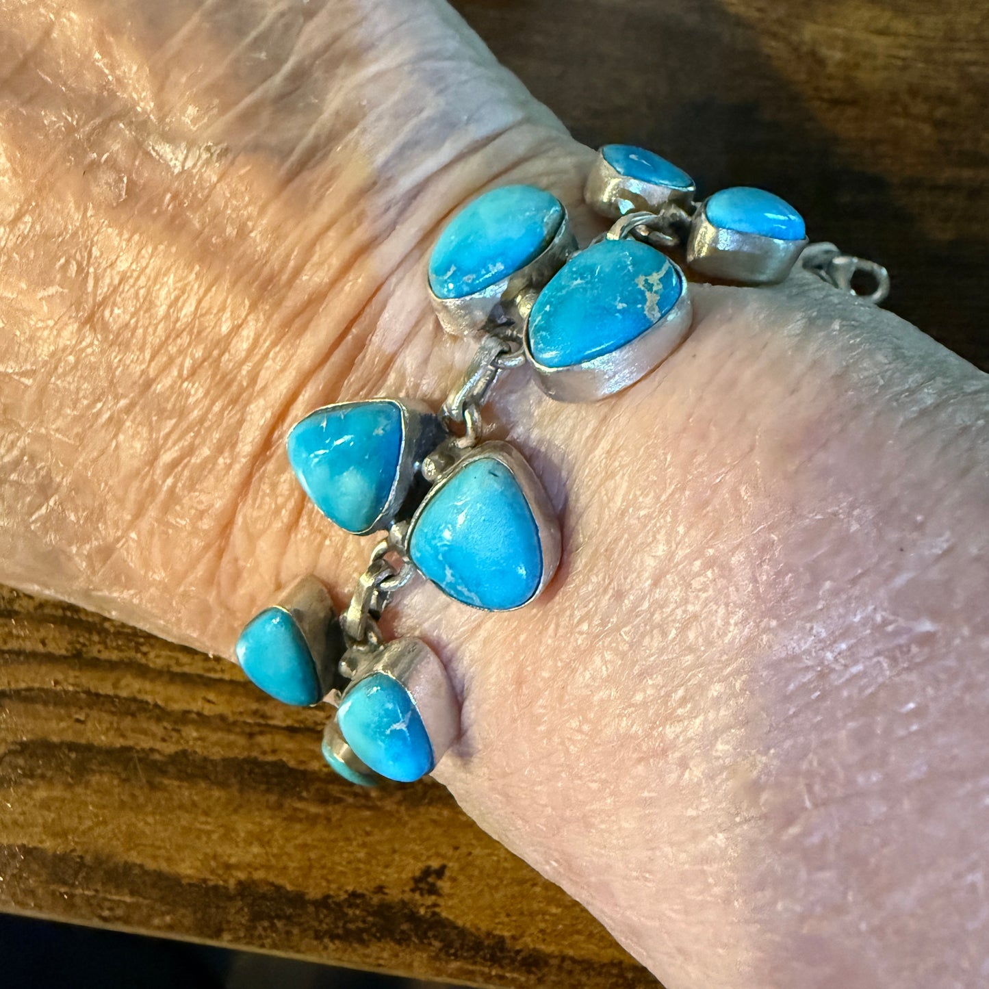 Blue Ridge Turquoise Gemstone Bracelet Sterling Silver Link