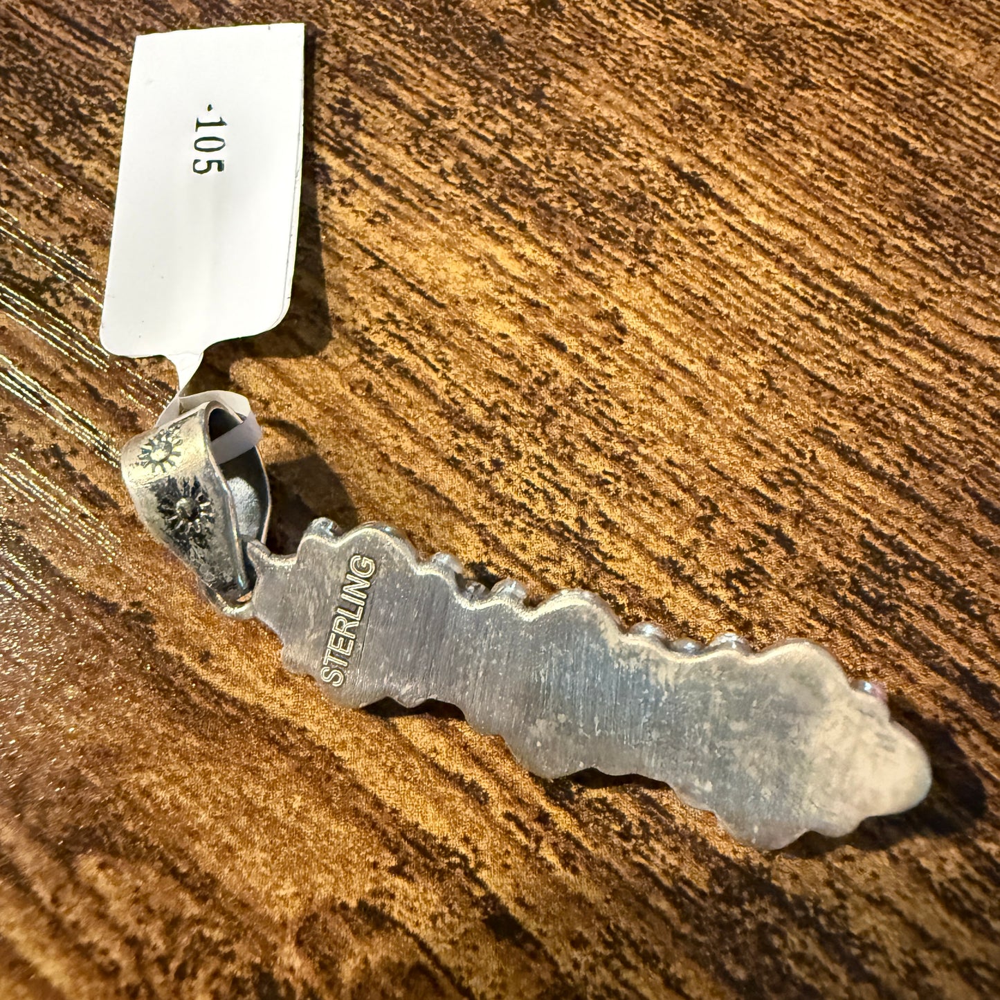Navajo Style Coral Gemstone Pendant in Sterling Silver