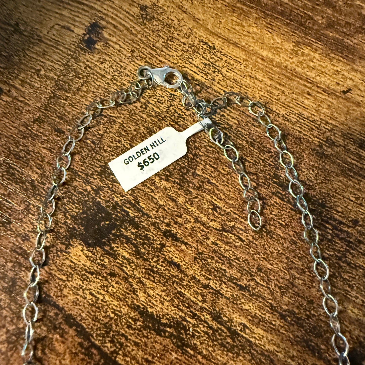 Golden Hills Mine Turquoise Gemstone Lariat Necklace Sterling Silver