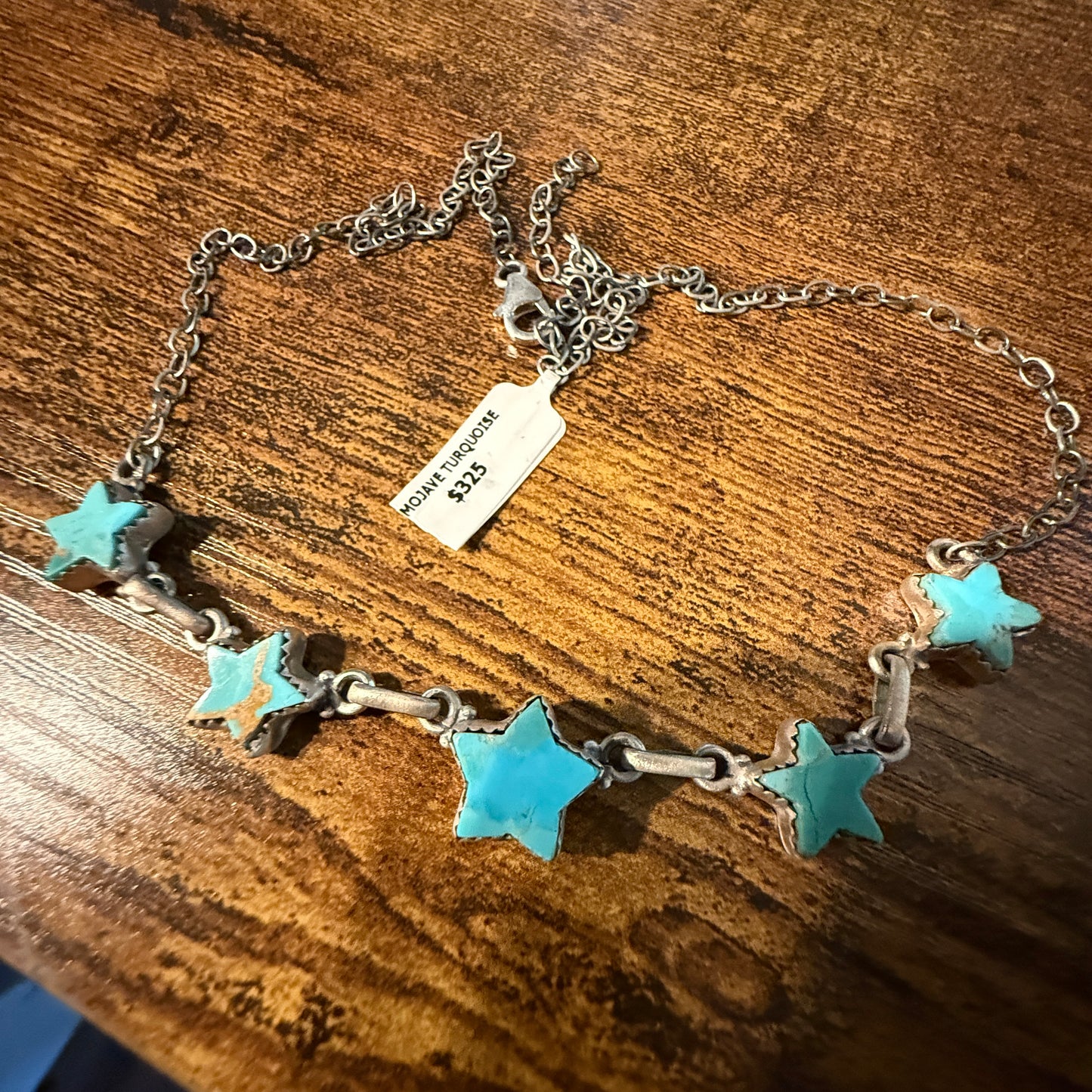 Mojave Turquoise Gemstone Star Choker Necklace Sterling Silver