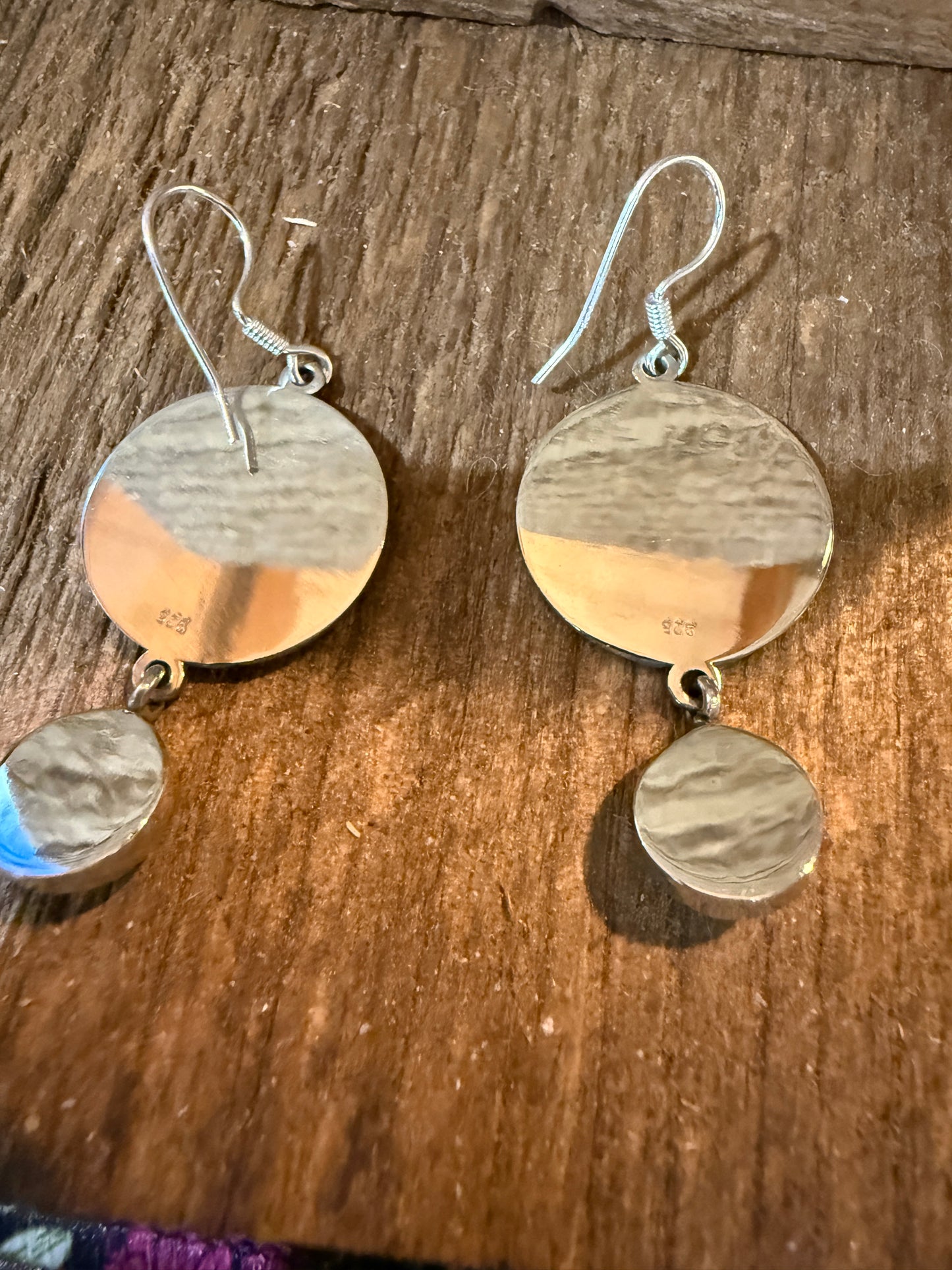 God Bless America Kingman Turquoise Wire Drop Earrings 2 Inch Sterling Silver