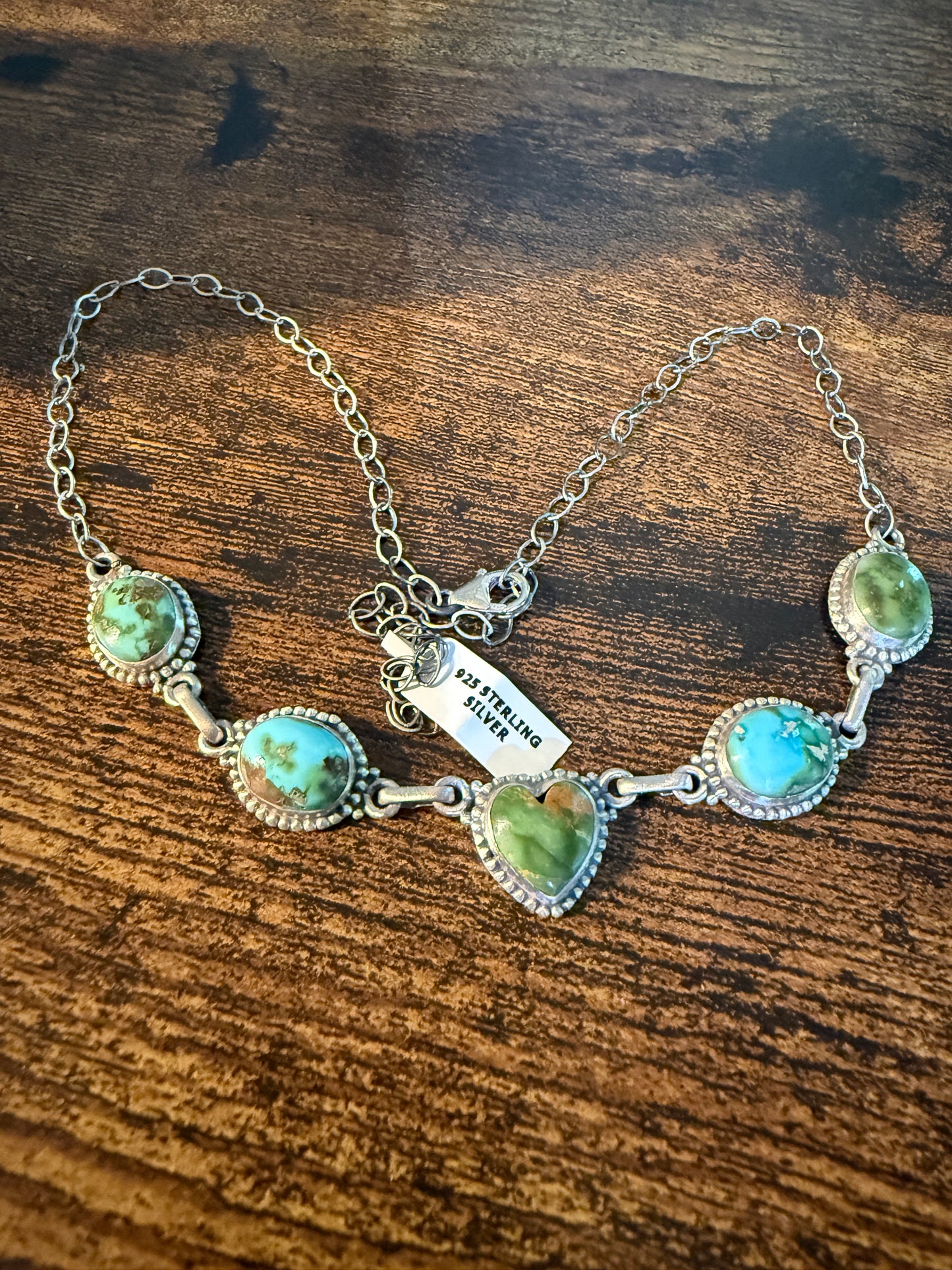 Sonoran Gold Turquoise Gemstone Choker Necklace, Sterling Silver, 16 Inch Wild West Boho