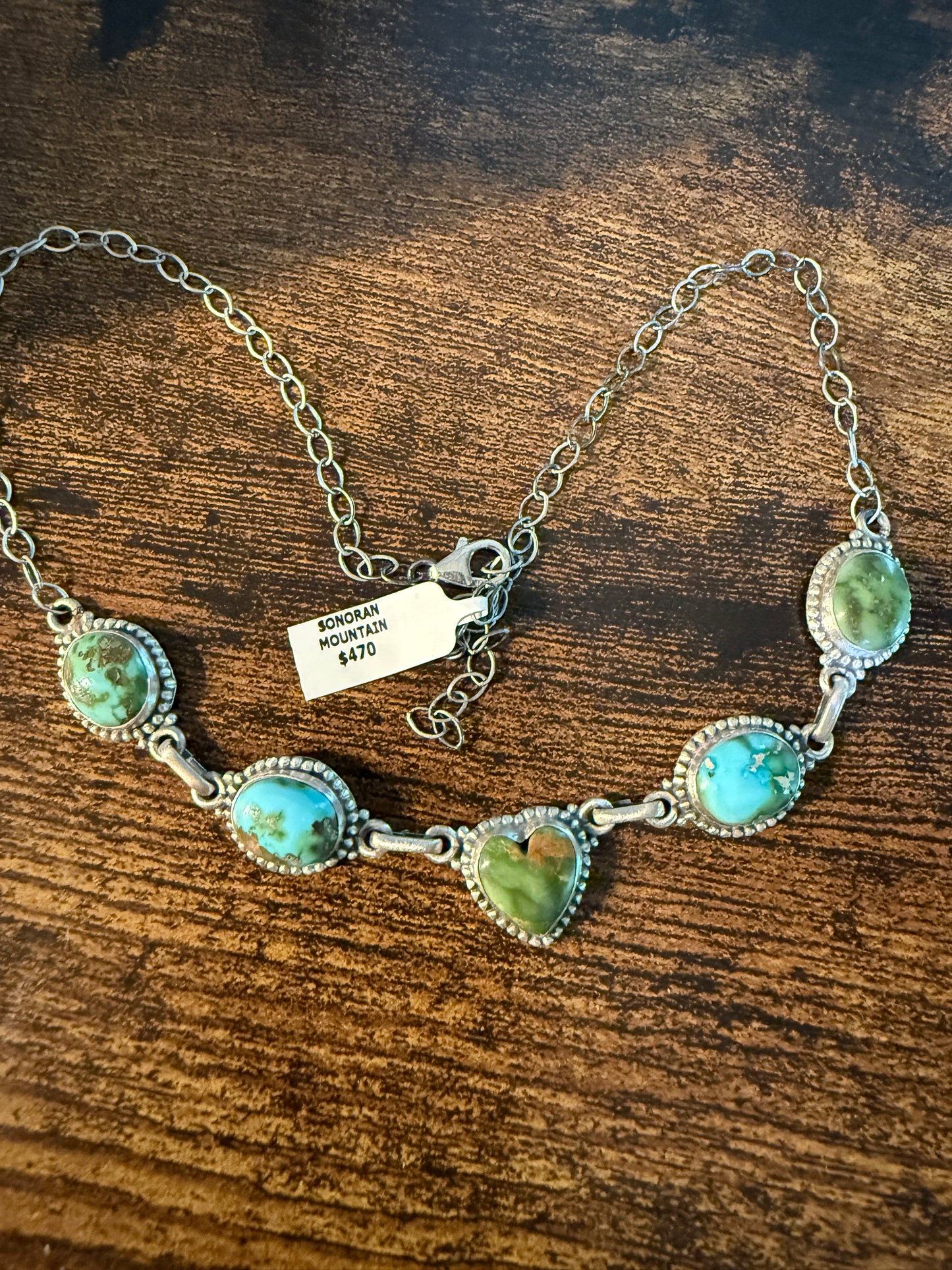 Sonoran Gold Turquoise Gemstone Choker Necklace, Sterling Silver, 16 Inch Wild West Boho