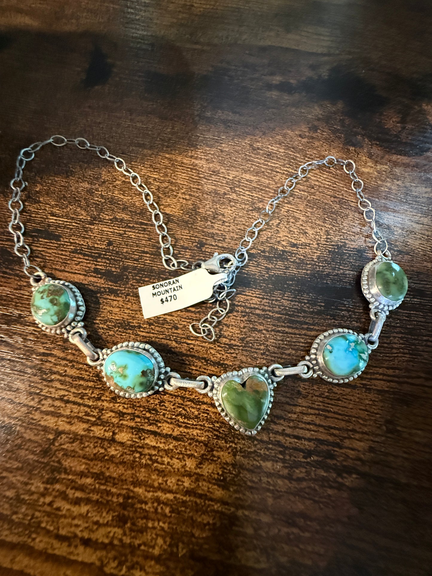 Sonoran Gold Turquoise Gemstone Choker Necklace, Sterling Silver, 16 Inch Wild West Boho