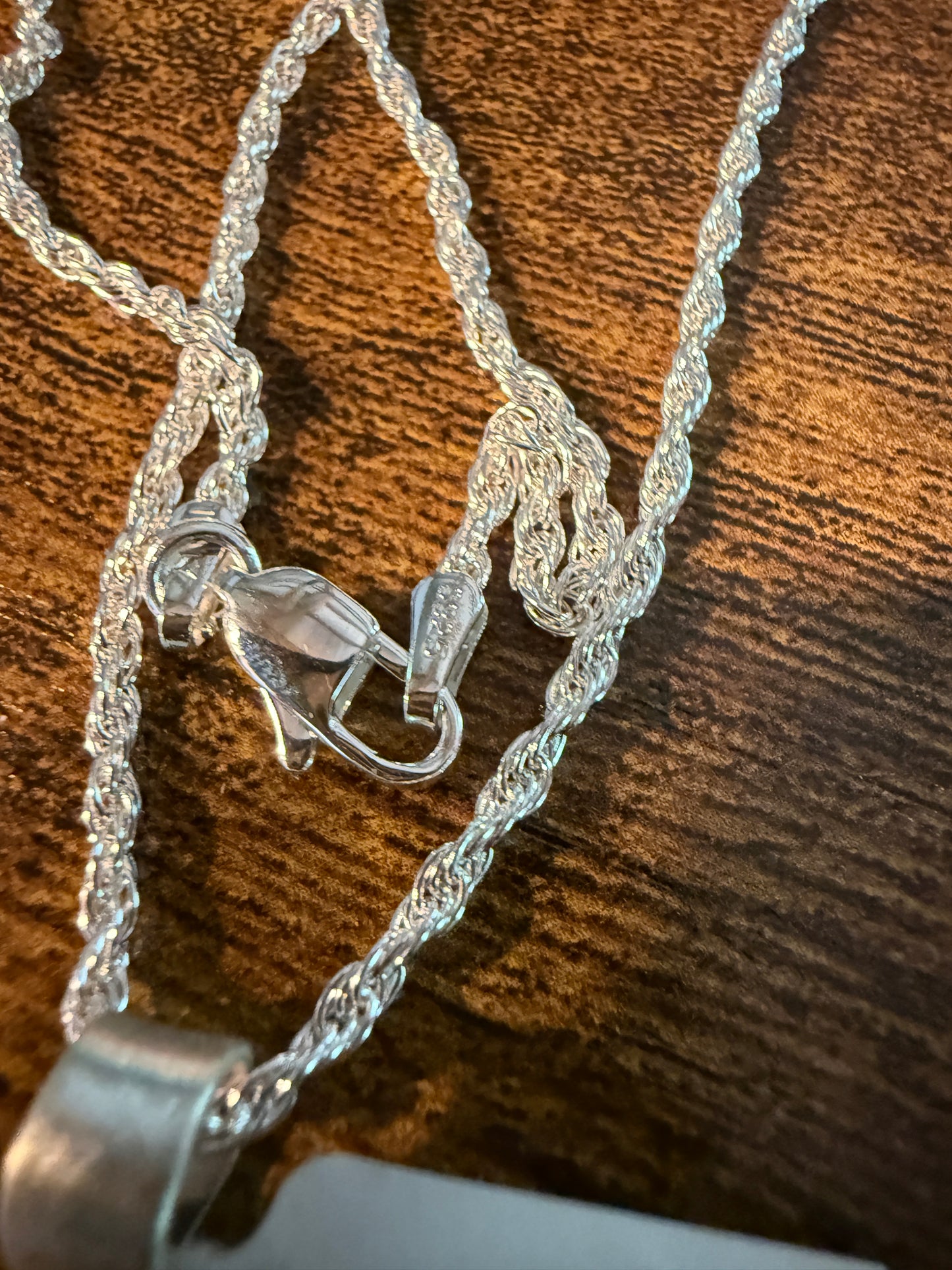 Blue Opal Gemstone Necklace, 925 Sterling Silver, 20 Inch Chain Wild West Boho