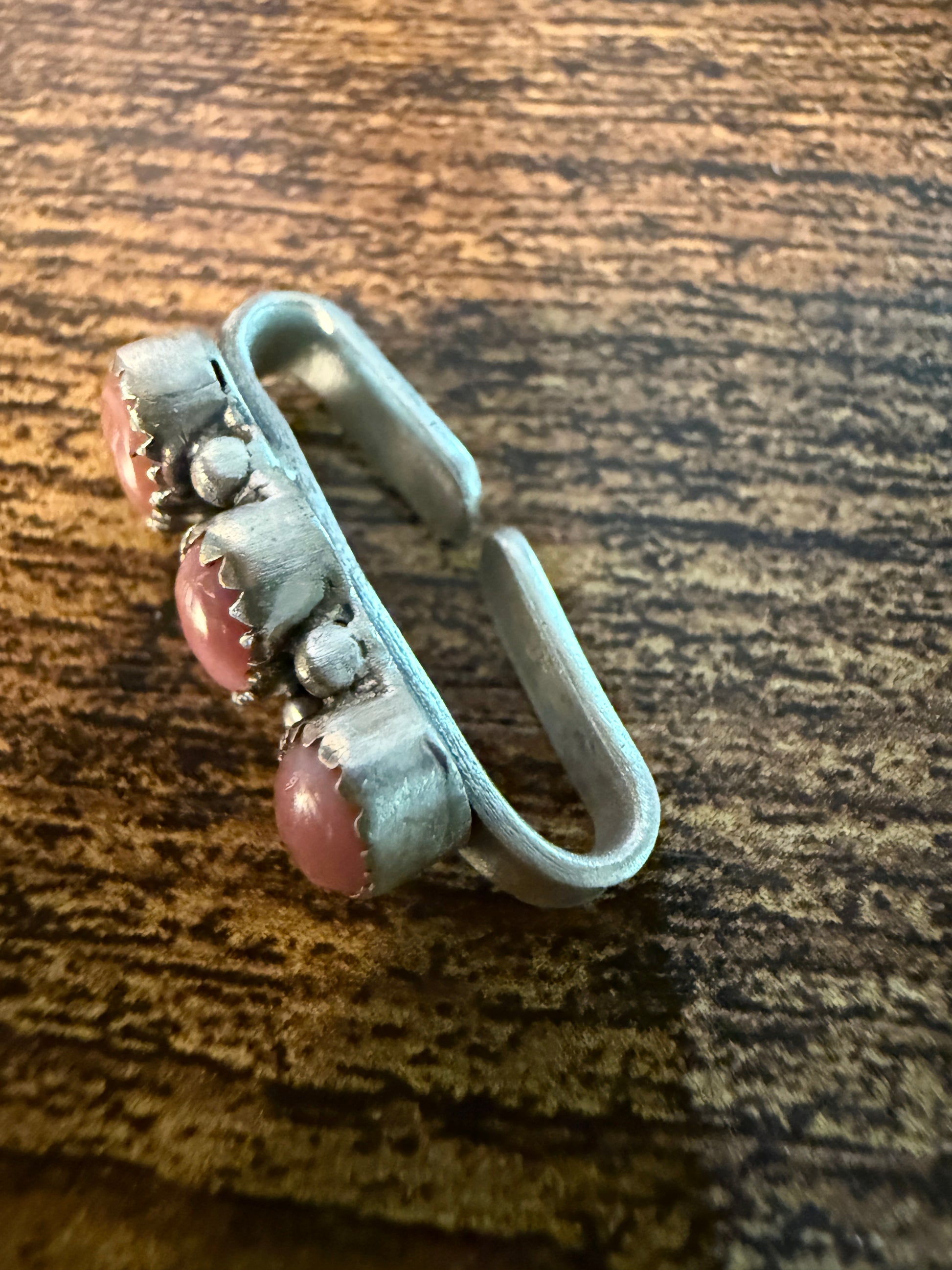 Pink Conch Gemstone I-Watch Band Charm, Sterling Silver, Adjustable, 1 Inch Wild West Boho