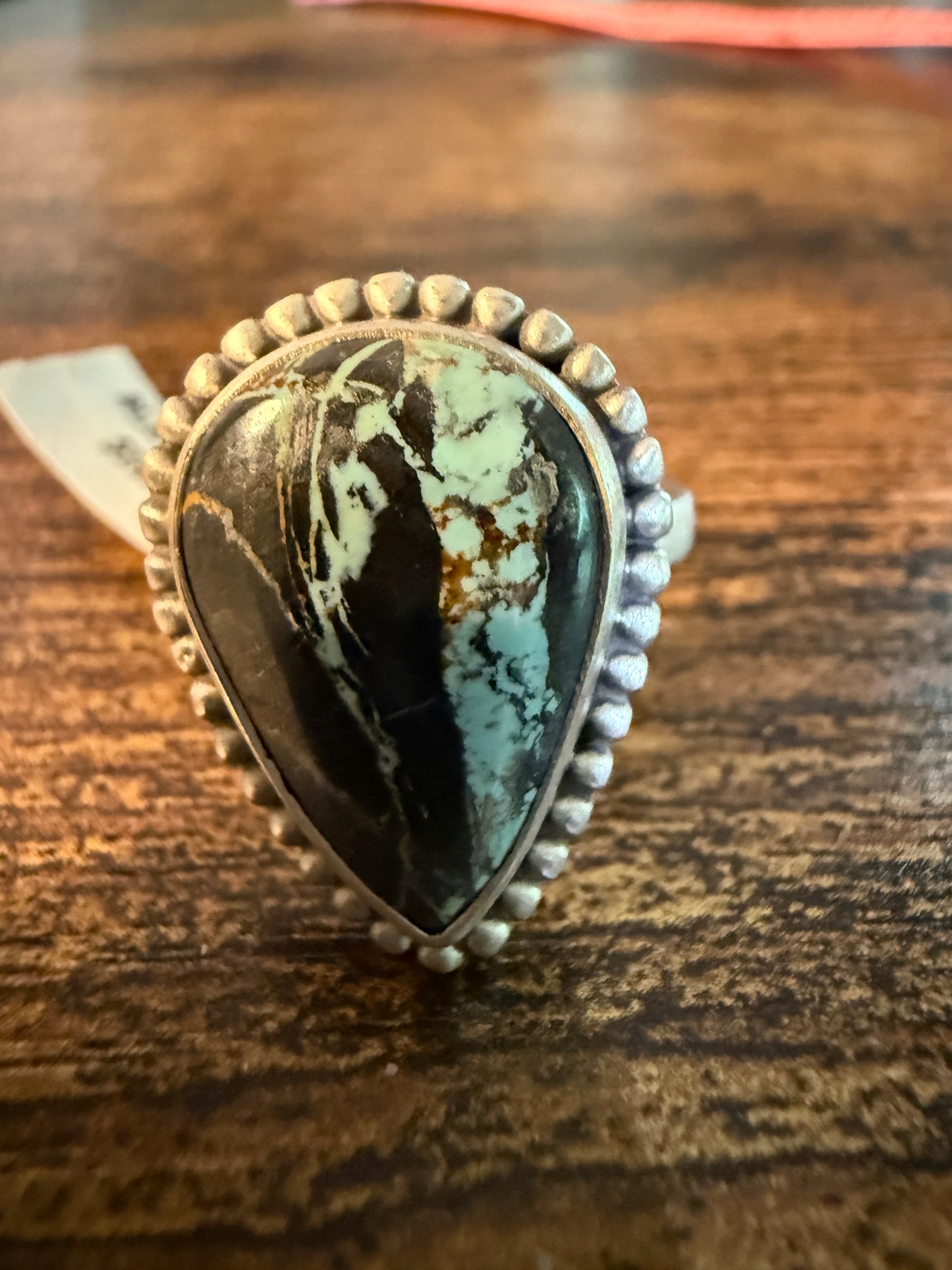 Blackjack Turquoise Gemstone Sterling Silver Adjustable Ring Wild West Boho