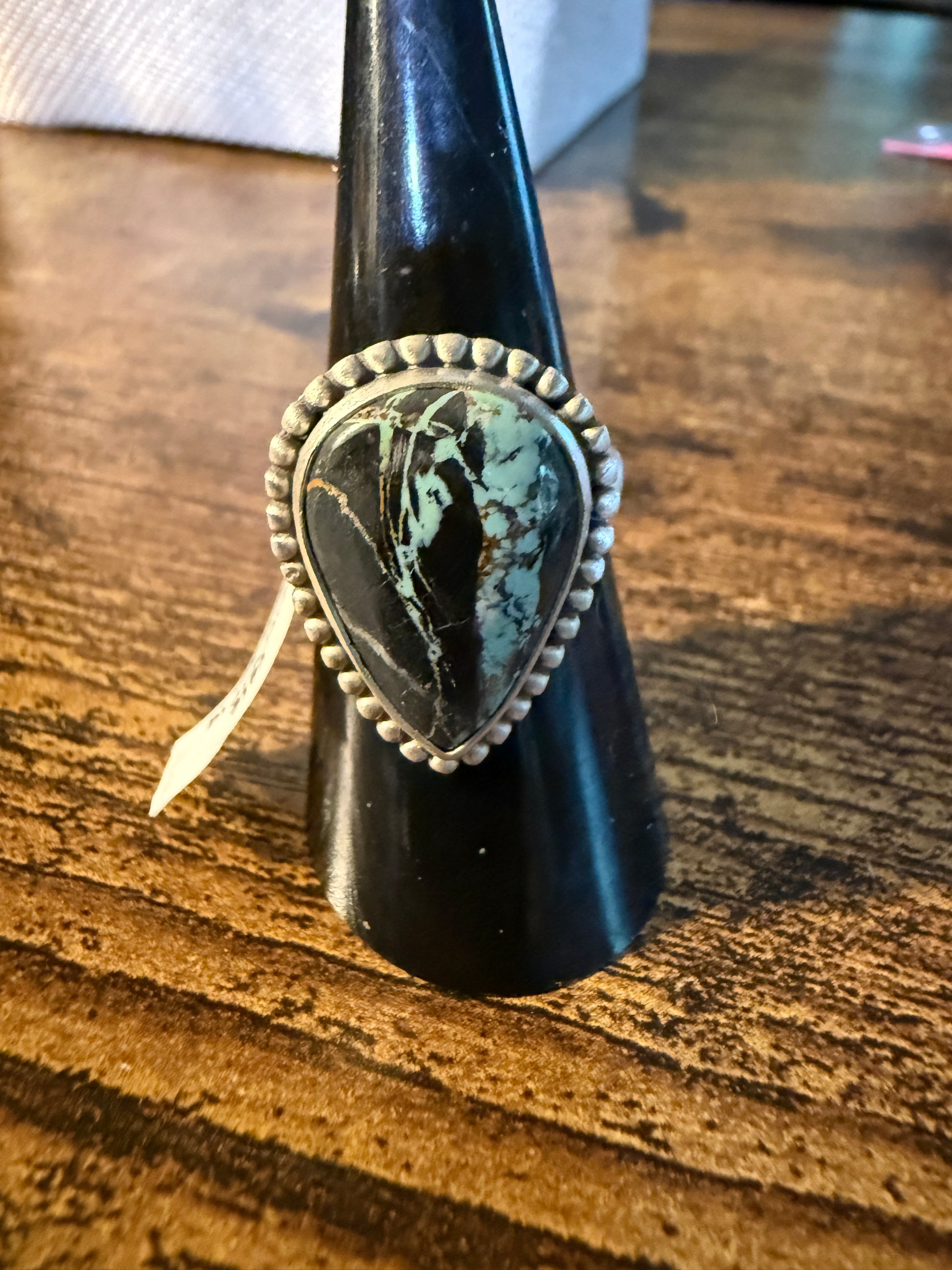 Blackjack Turquoise Gemstone Sterling Silver Adjustable Ring Wild West Boho