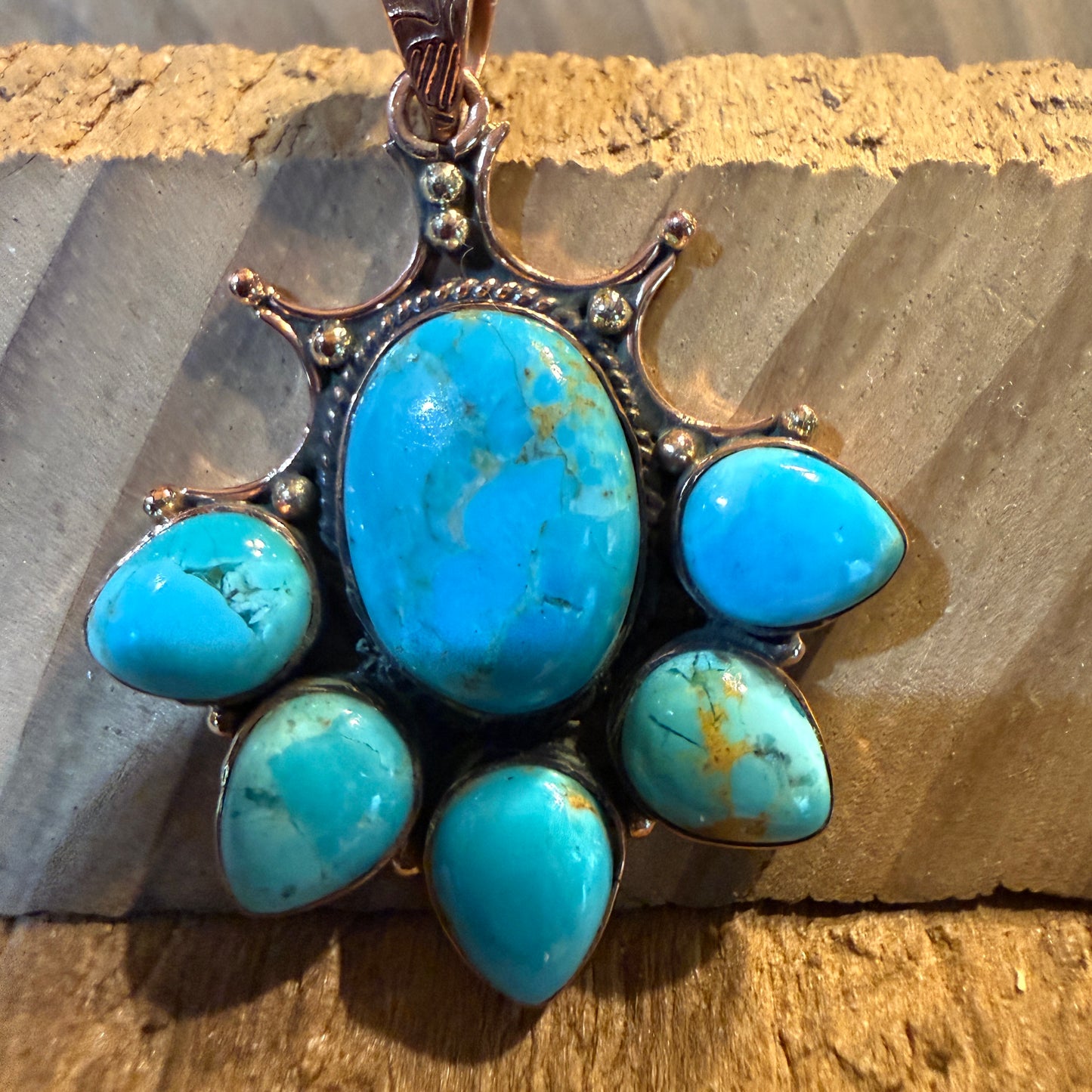 Turquoise Copper Cluster Pendant, 2 Inches x 1 Inch Wild West Boho