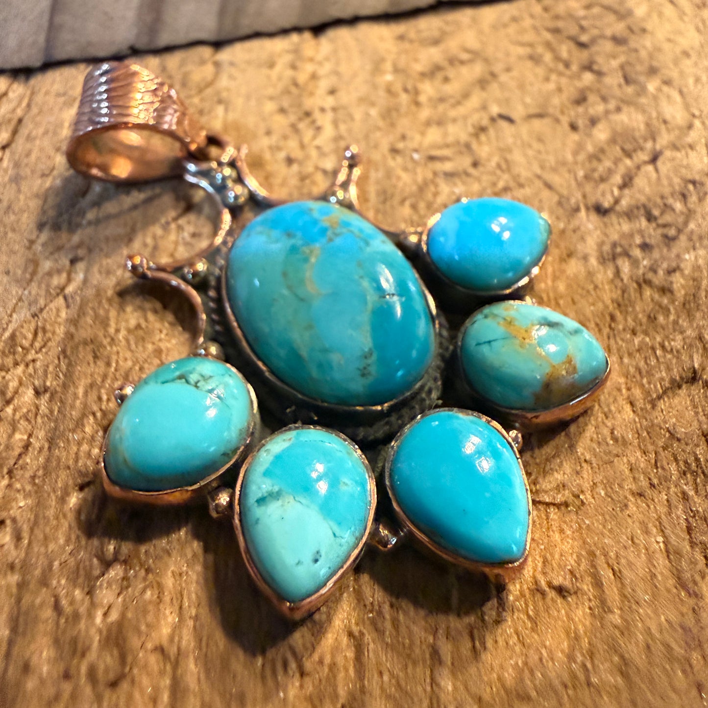 Turquoise Copper Cluster Pendant, 2 Inches x 1 Inch Wild West Boho