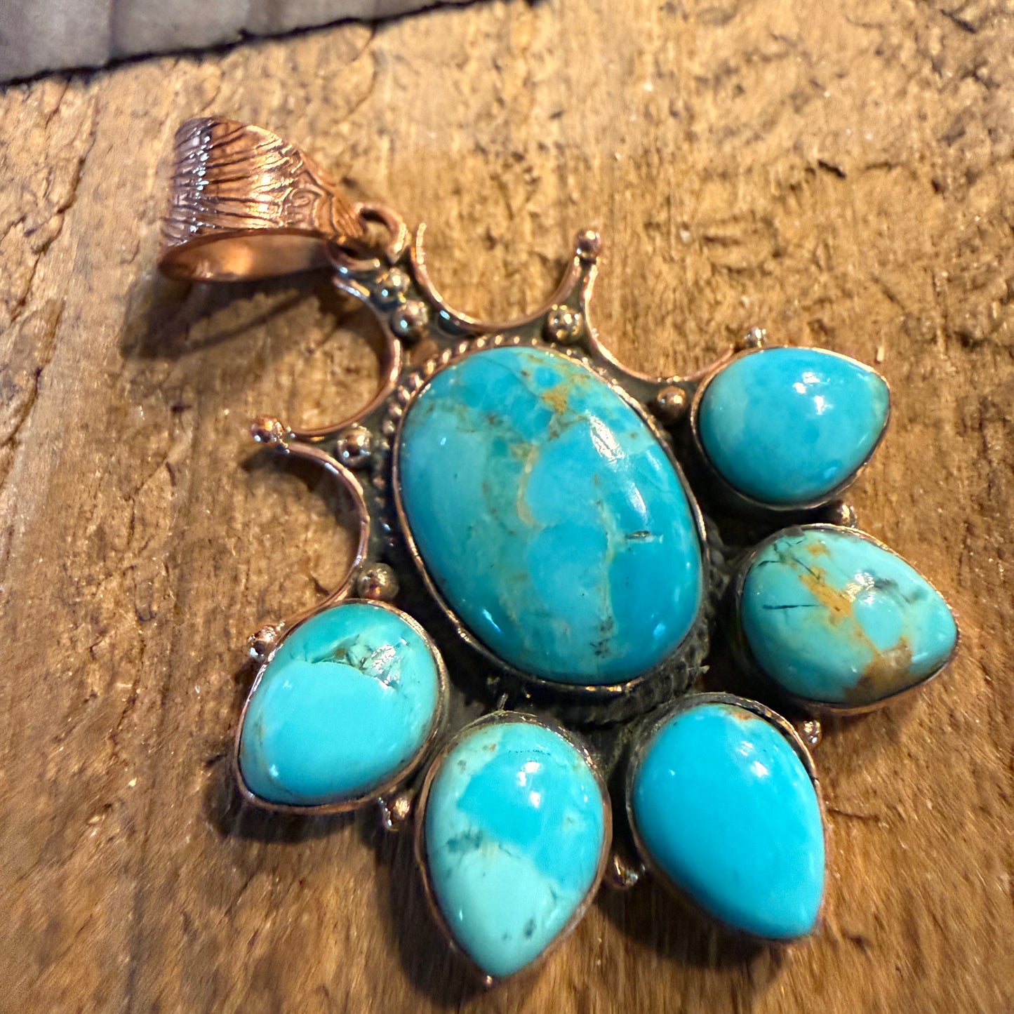 Turquoise Copper Cluster Pendant, 2 Inches x 1 Inch Wild West Boho