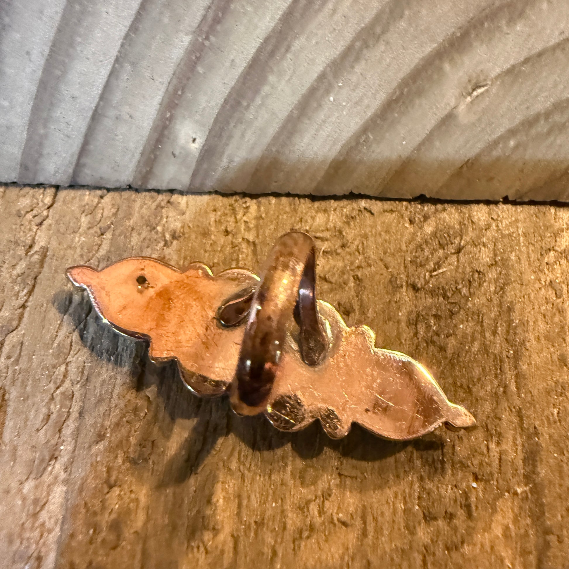 Fox Turquoise and Orange Spiny Oyster Turqoise Adjustable Ring, Copper Wild West Boho