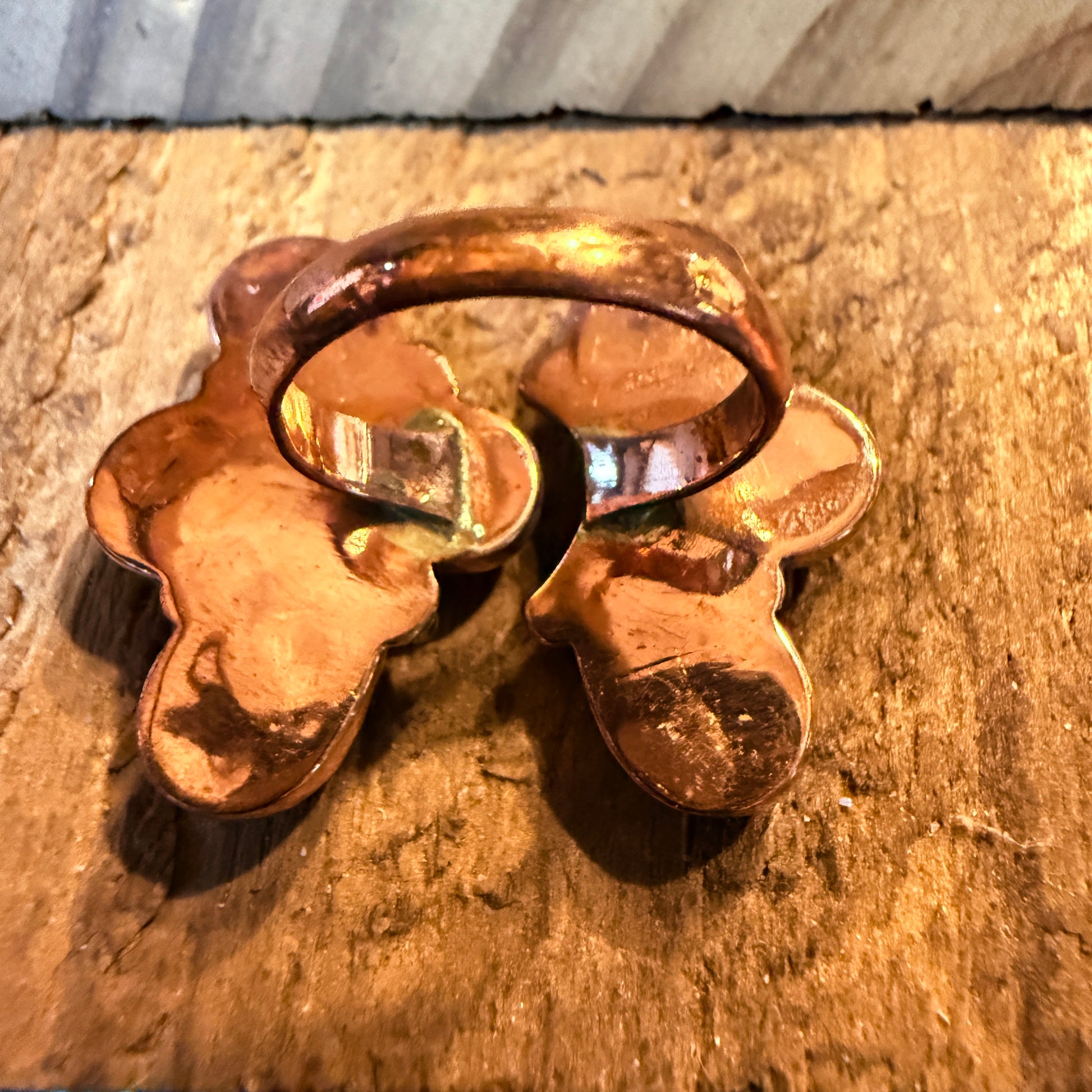 Orange Spiny Turquoise Bypass Cluster Adjustable Ring, Copper Wild West Boho