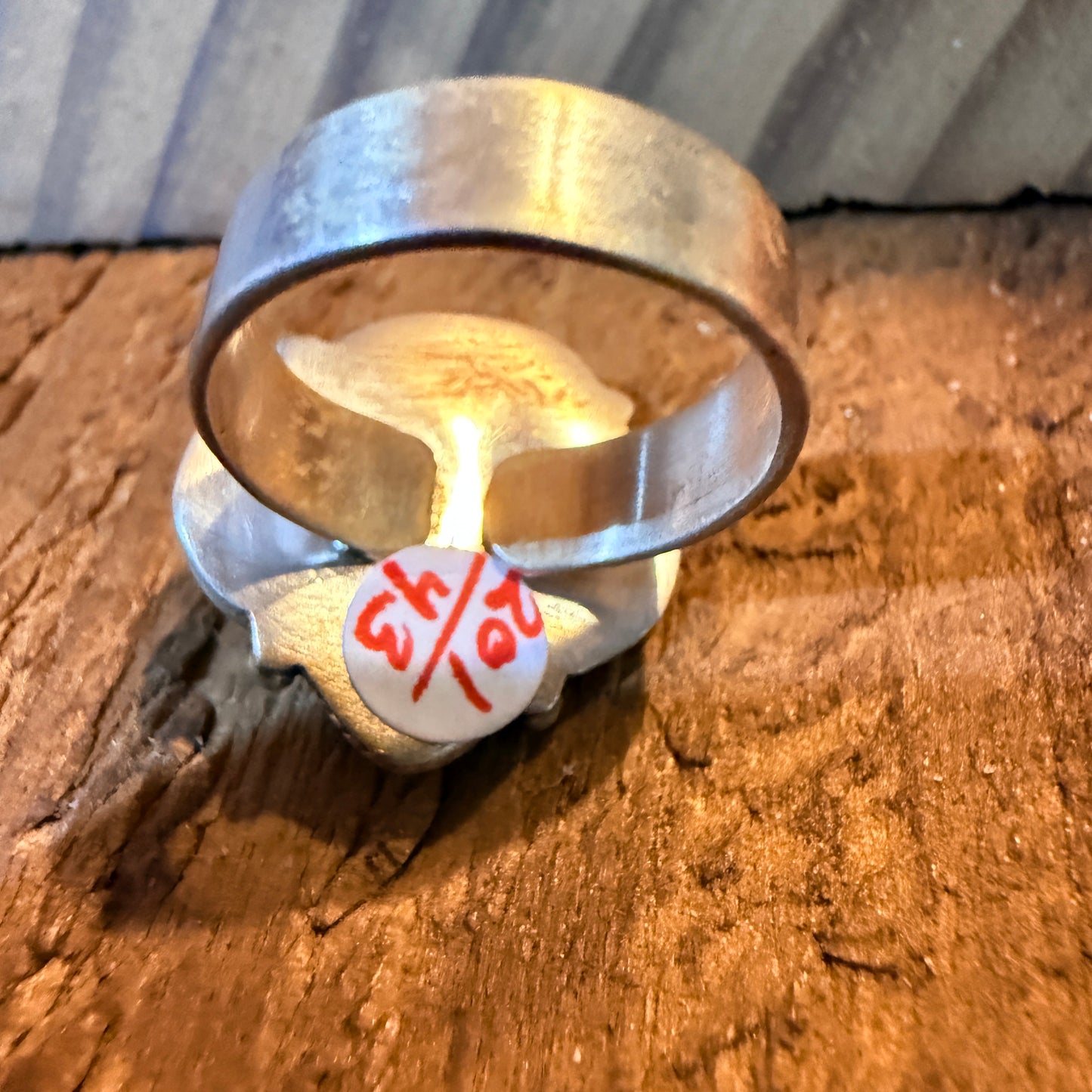 Number 8 Mine Turquoise Gemstone Wide Band Adjustable Ring, Sterling Silver Wild West Boho
