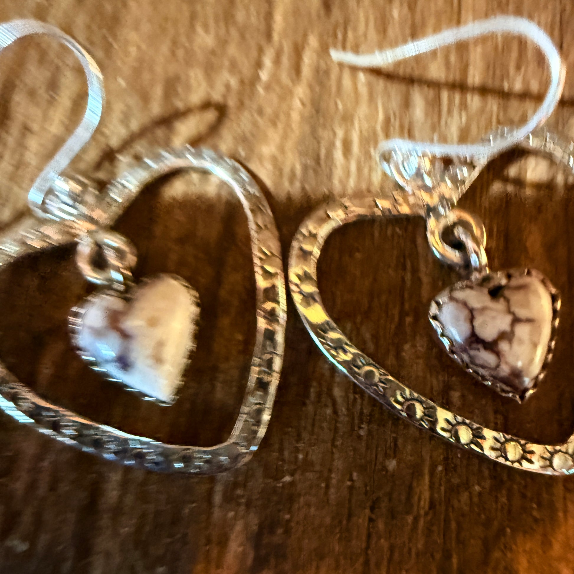 Wild Horse Turquoise Dahlia Heart Wire Drop Earrings, Sterling Silver Wild West Boho