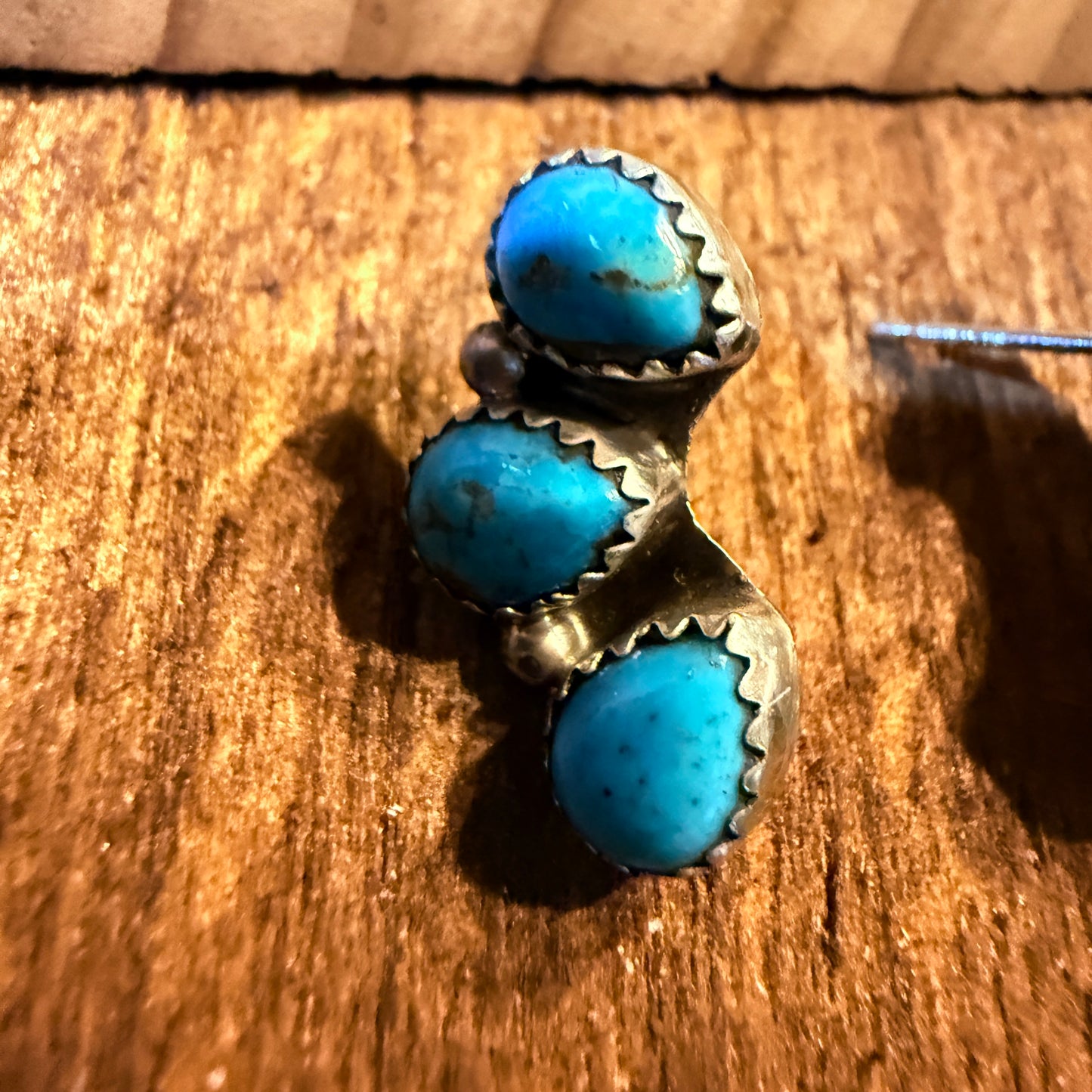 Blue Turquoise Gemstone Half Cluster Stud Earrings, Sterling Silver Wild West Boho