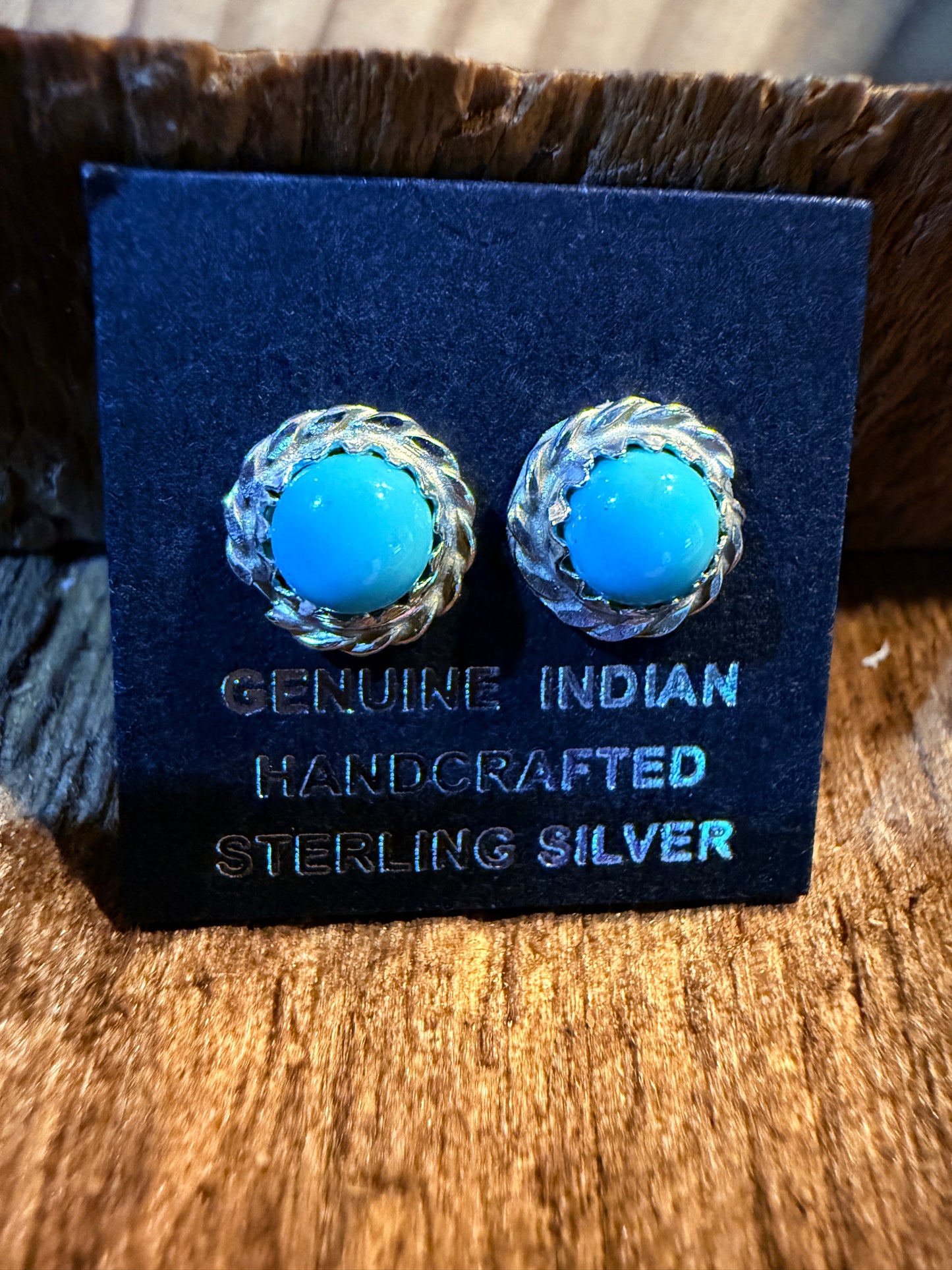 Zuni Handmade Turquoise Tiny Stud Earrings in Sterling Silver Wild West Boho