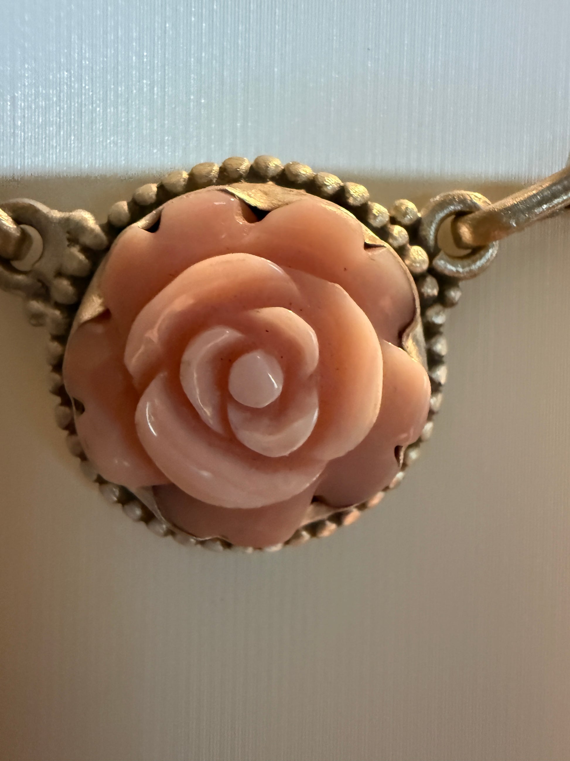 Pink Conch Turquoise Gemstone Rose Choker Necklace in Sterling Silver, 16 Inches Wild West Boho