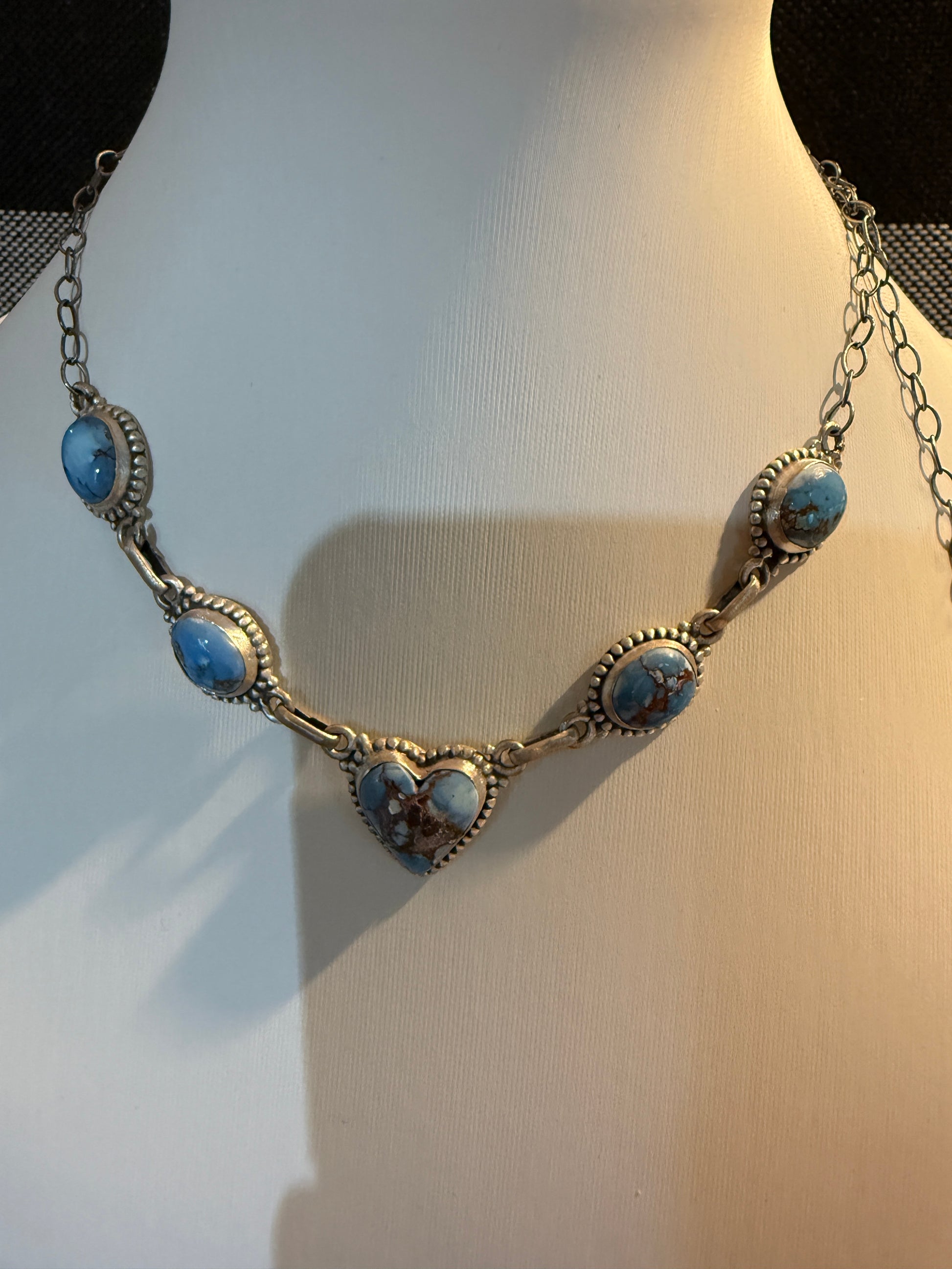 Golden Hills Turquoise Gemstone Choker Necklace in Sterling Silver, 16 Inch Wild West Boho