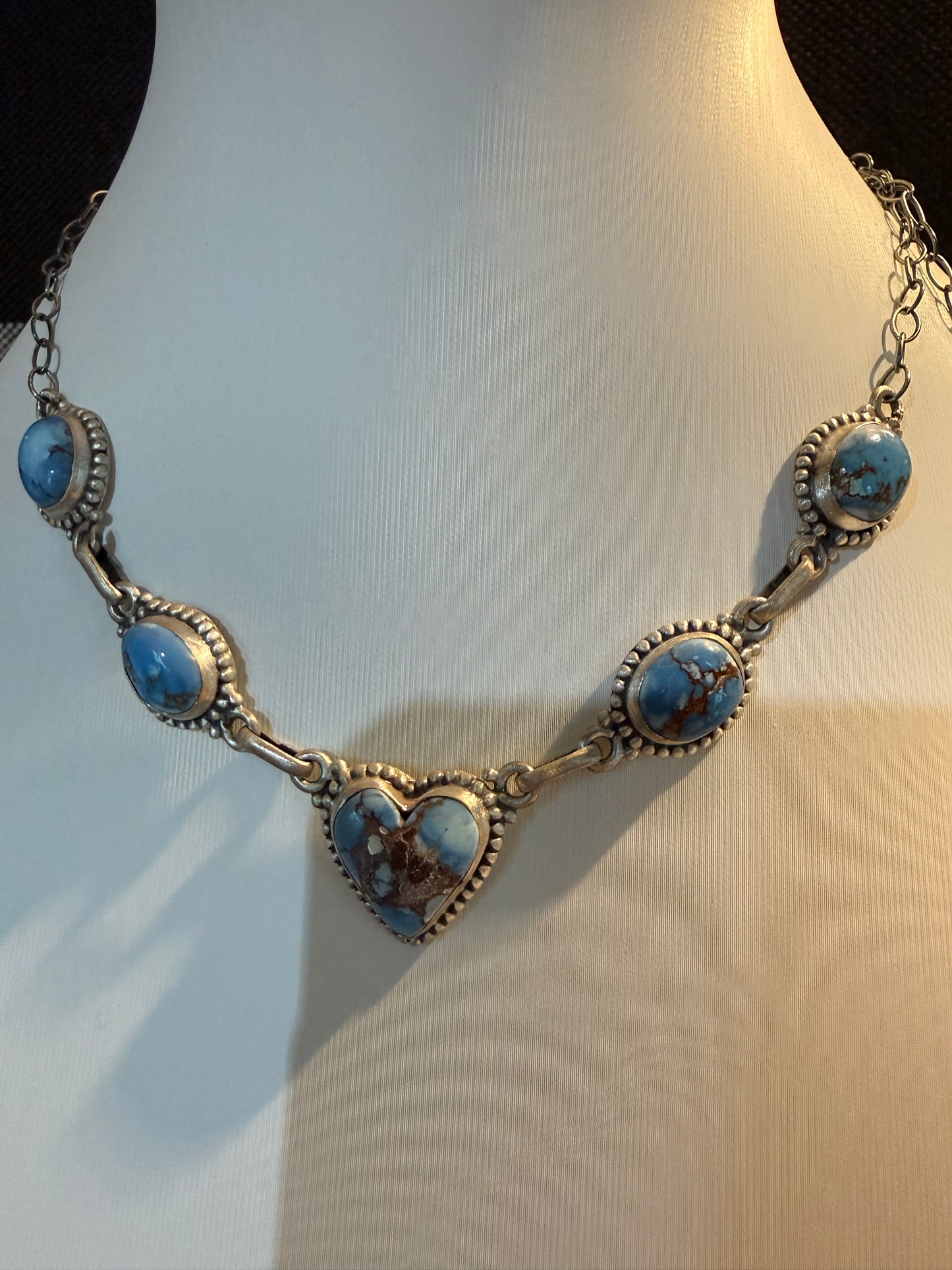 Golden Hills Turquoise Gemstone Choker Necklace in Sterling Silver, 16 Inch Wild West Boho