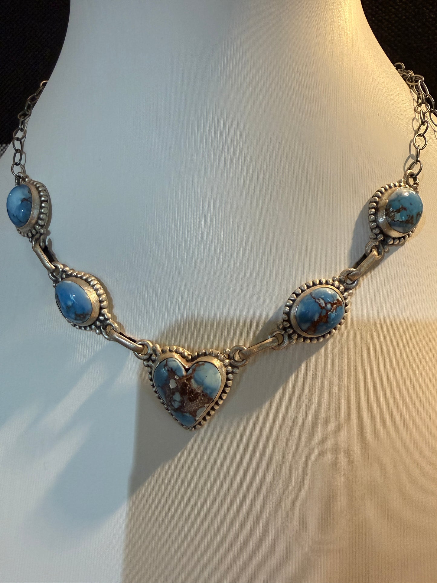 Golden Hills Turquoise Gemstone Choker Necklace in Sterling Silver, 16 Inch Wild West Boho