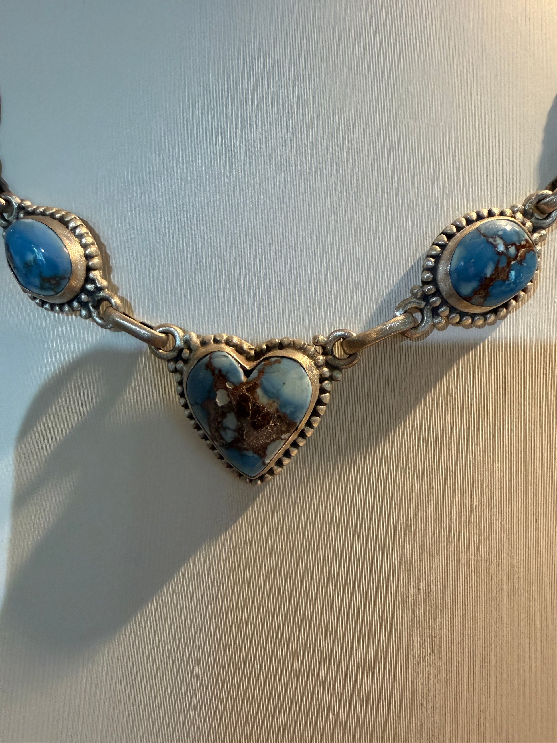 Golden Hills Turquoise Gemstone Choker Necklace in Sterling Silver, 16 Inch Wild West Boho